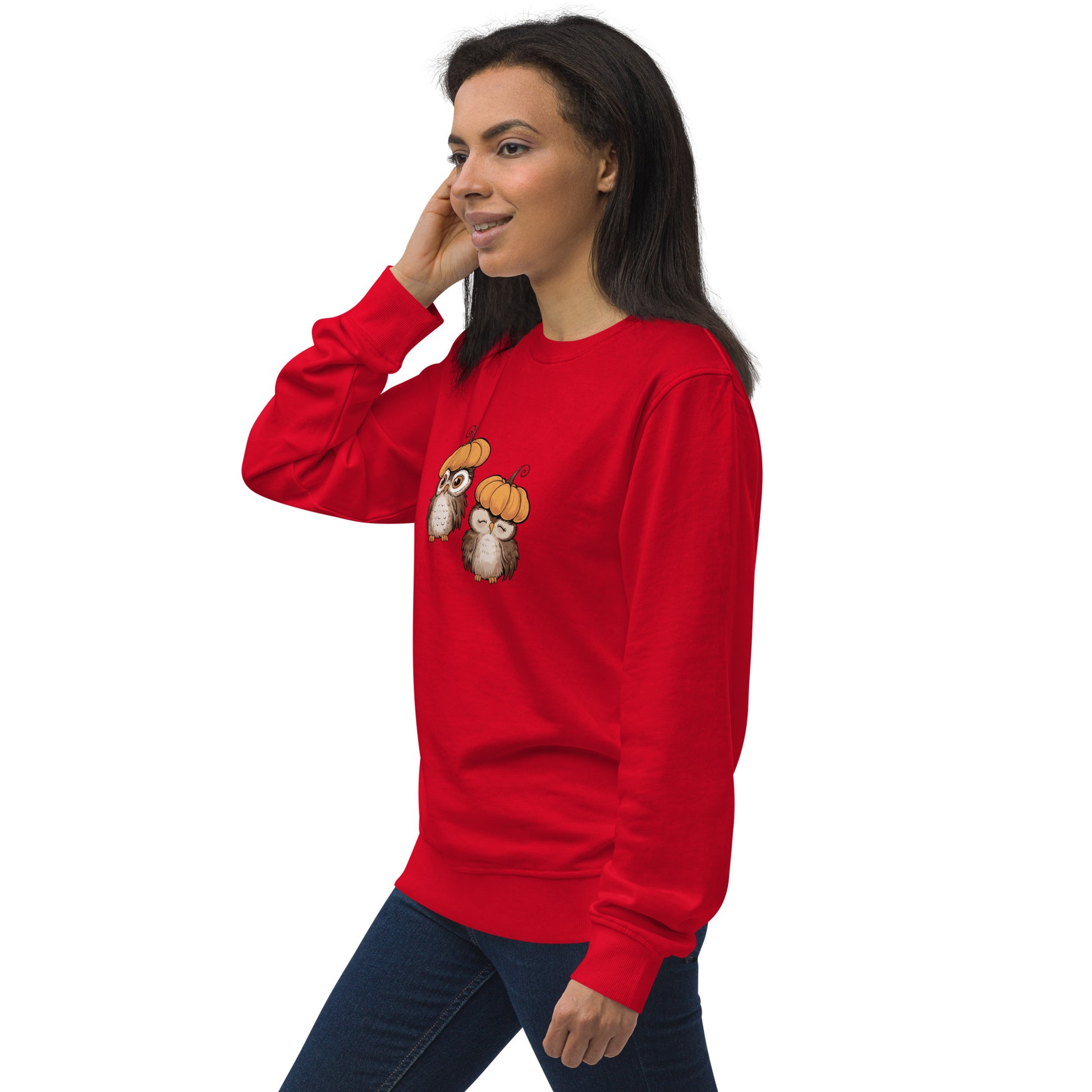 Unisex Organic Sweatshirt: Halloween Owl Eco-Friendly Style USA Dudeily