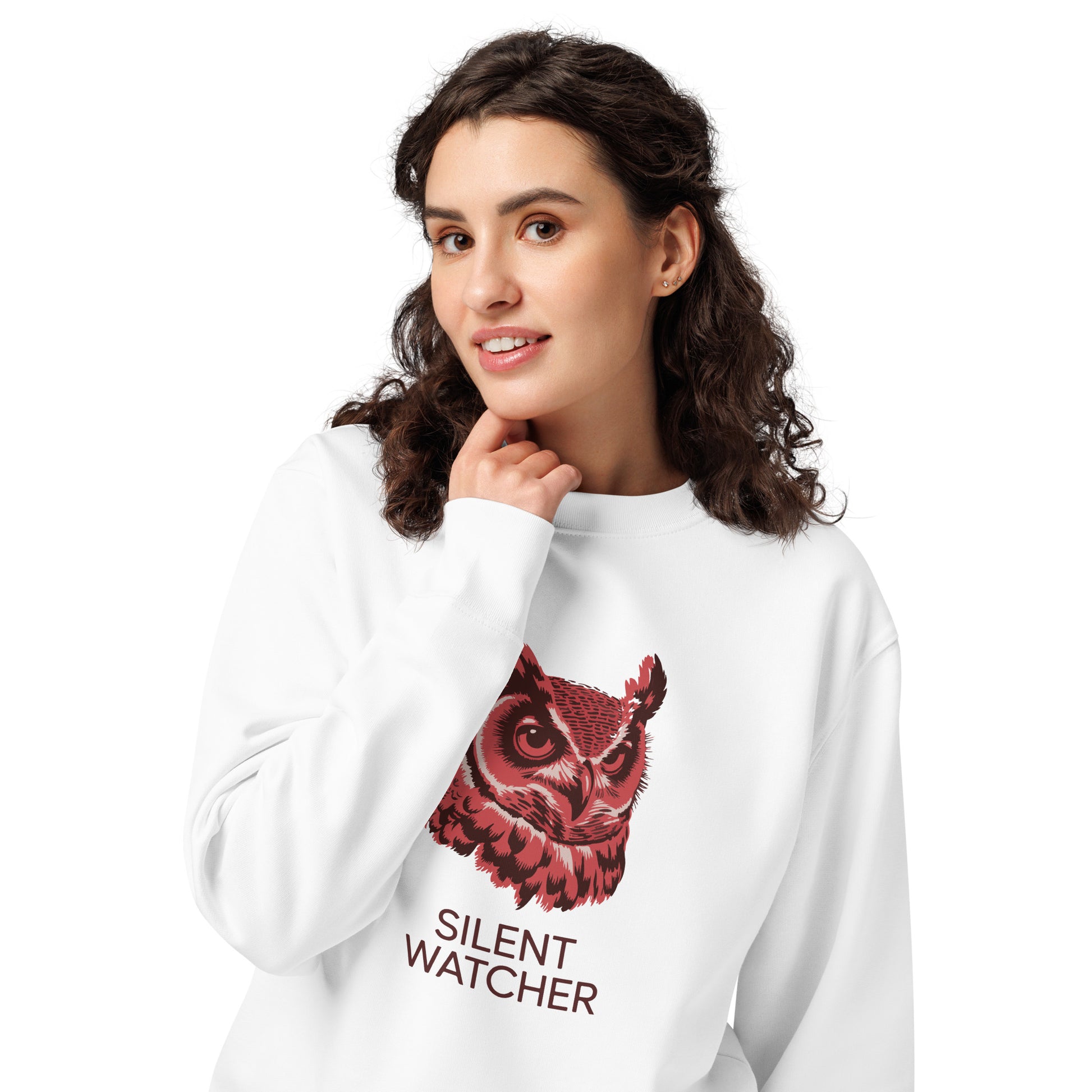 Unisex Organic Sweatshirt: 'Silent Watcher' in Fall | Ethical Owl Clothing USA Dudeily