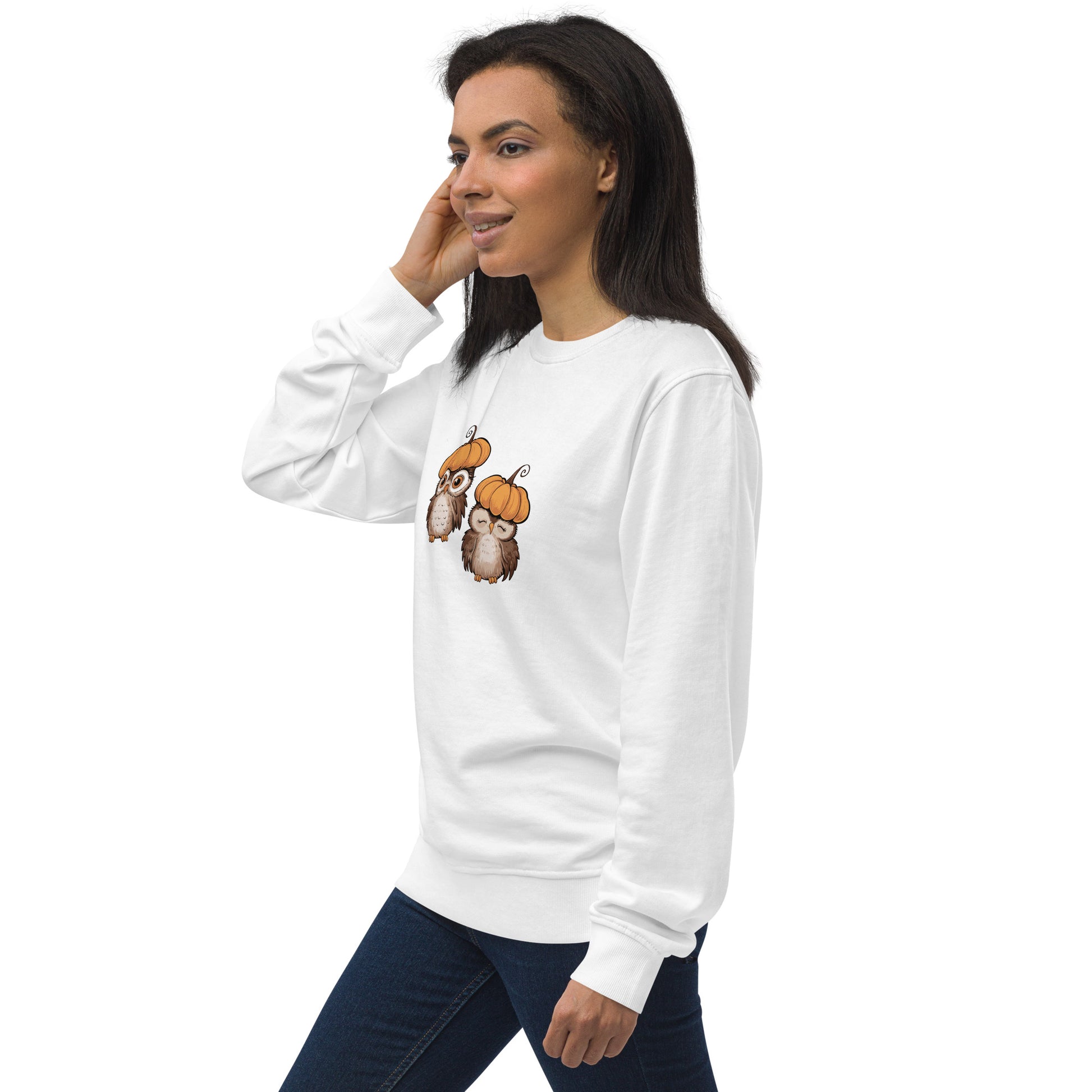 Unisex Organic Sweatshirt: Halloween Owl Eco-Friendly Style USA Dudeily