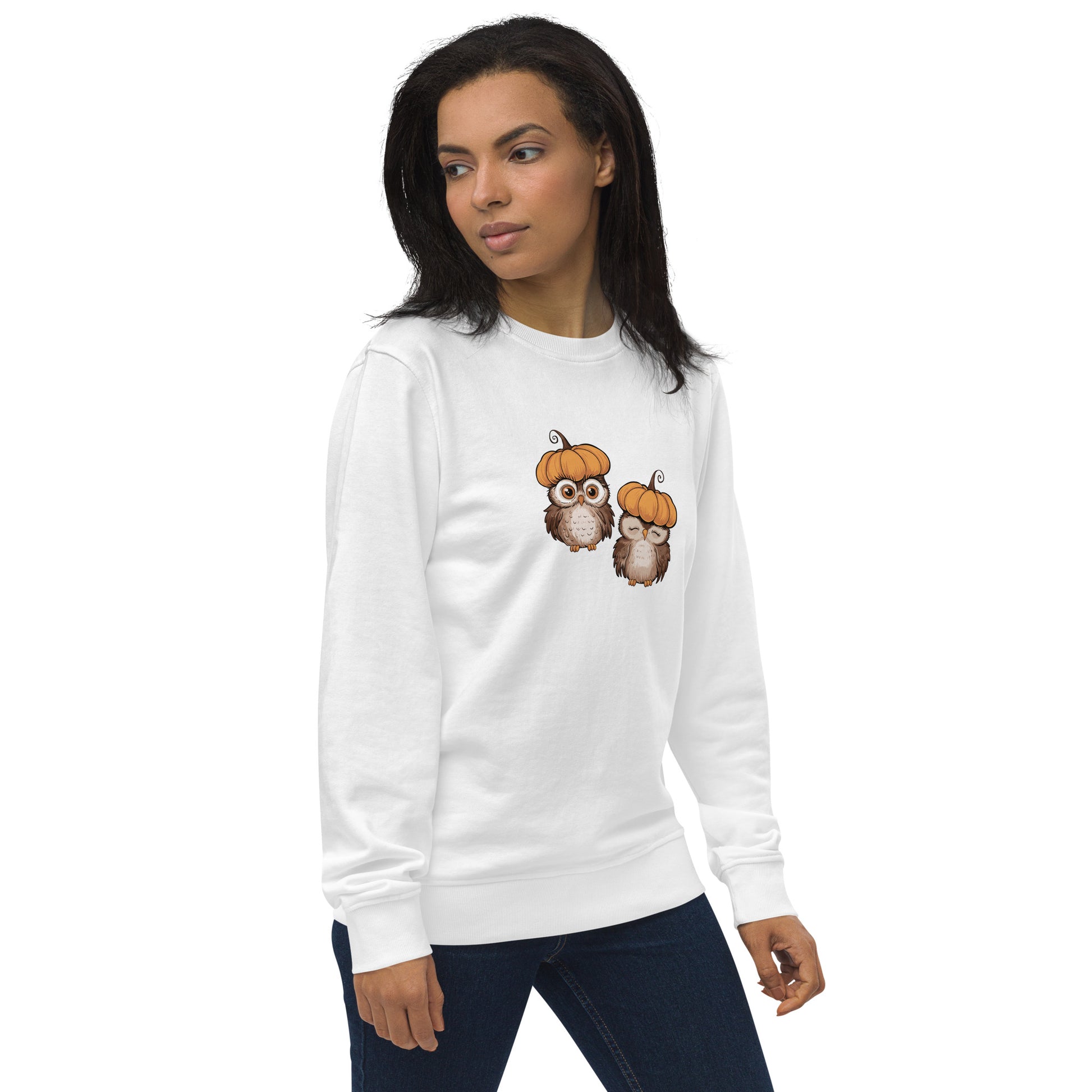 Unisex Organic Sweatshirt: Halloween Owl Eco-Friendly Style USA Dudeily