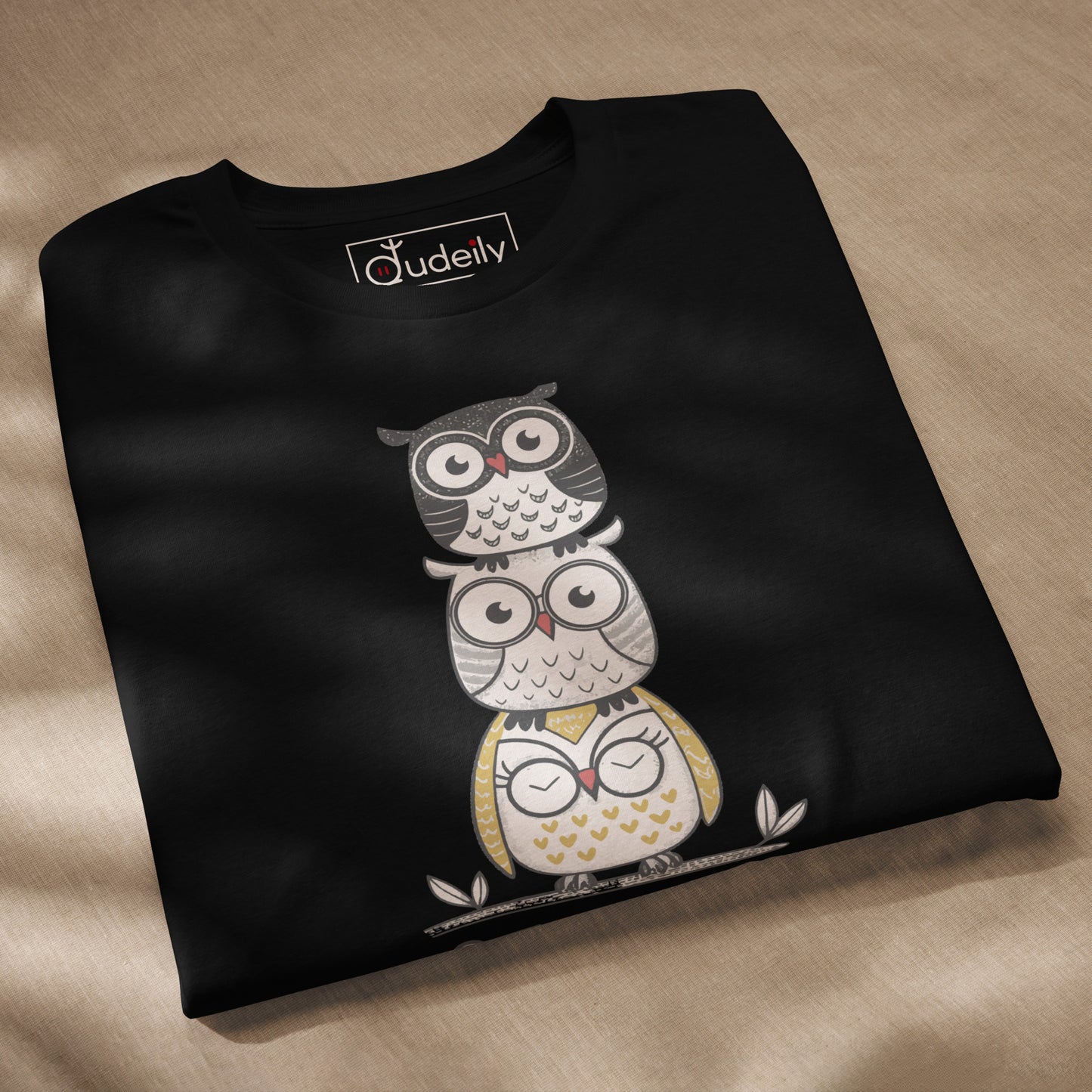 Unisex Eco T-Shirt: Stacked with Love | Owl-Themed Sustainable Fashion USA by Dudeily Dudeily