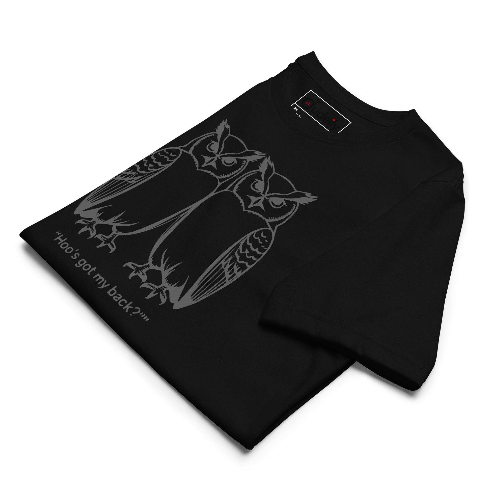 Unisex Staple Eco T-Shirt: Hoo’s Got My Back? | Owl-Themed Sustainable Fashion USA by Dudeily Dudeily