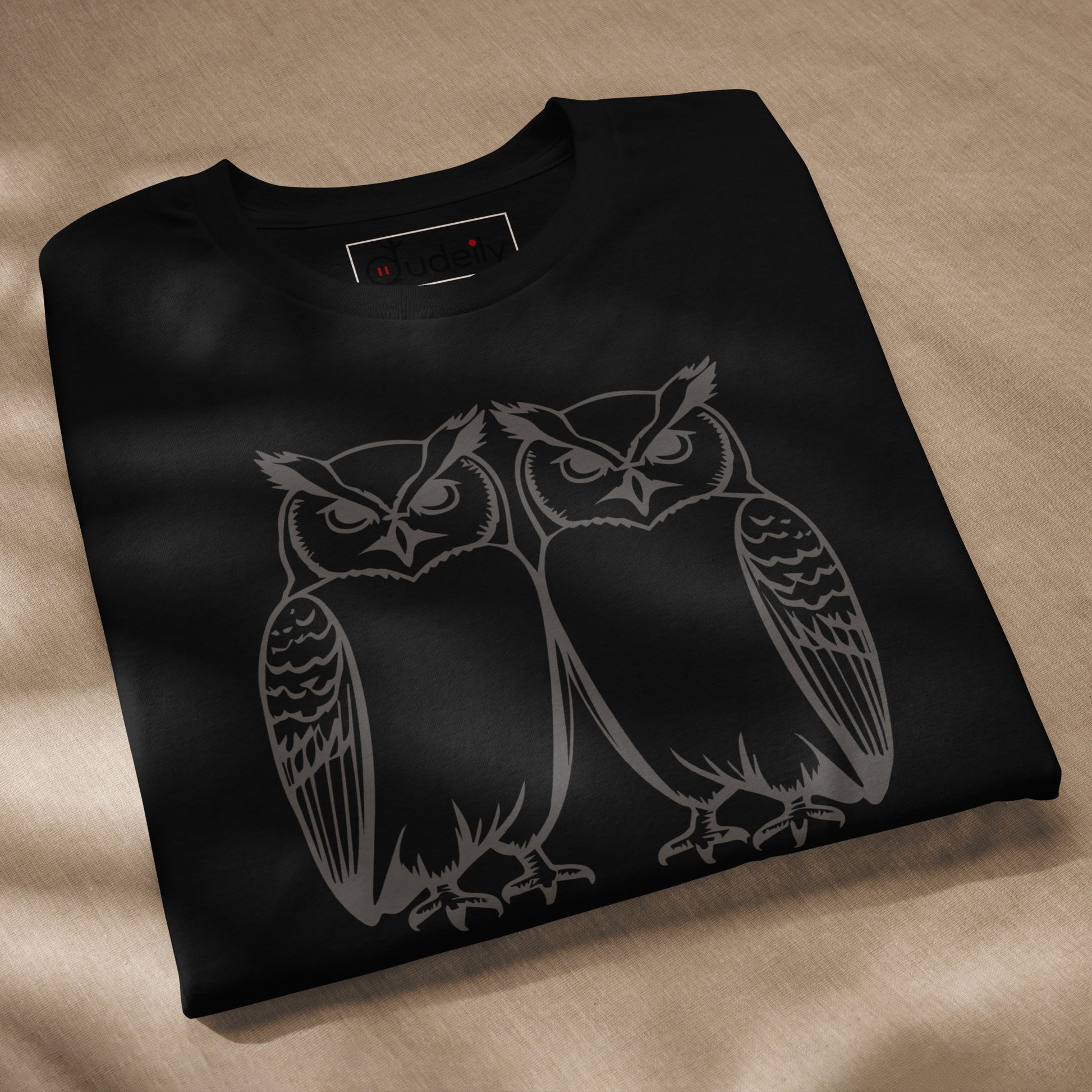Unisex Staple Eco T-Shirt: Hoo’s Got My Back? | Owl-Themed Sustainable Fashion USA by Dudeily Dudeily