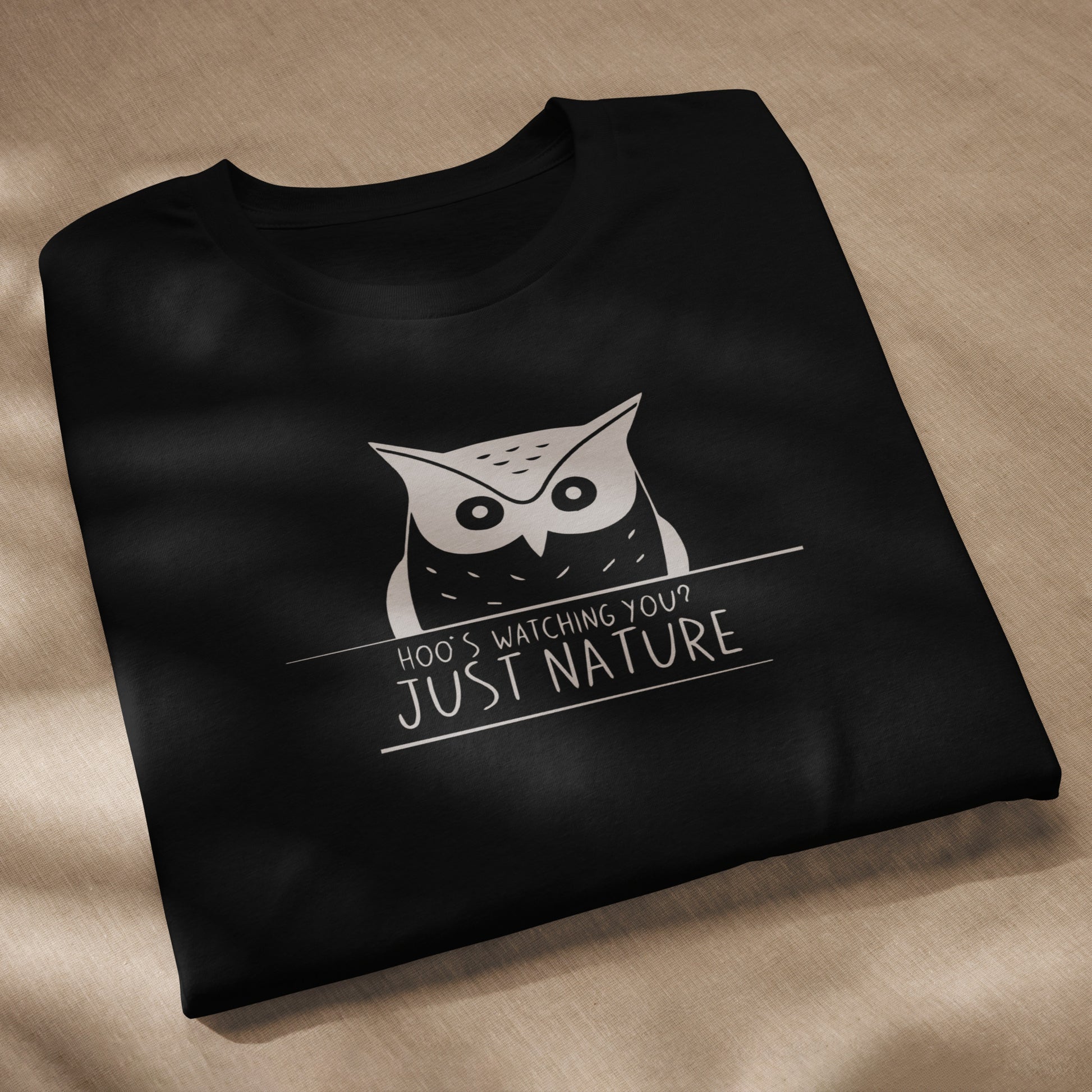 Staple Eco T-Shirt: 'Hoo’s Watching You? Just Nature' in Fall | Ethical Owl Clothing USA Dudeily