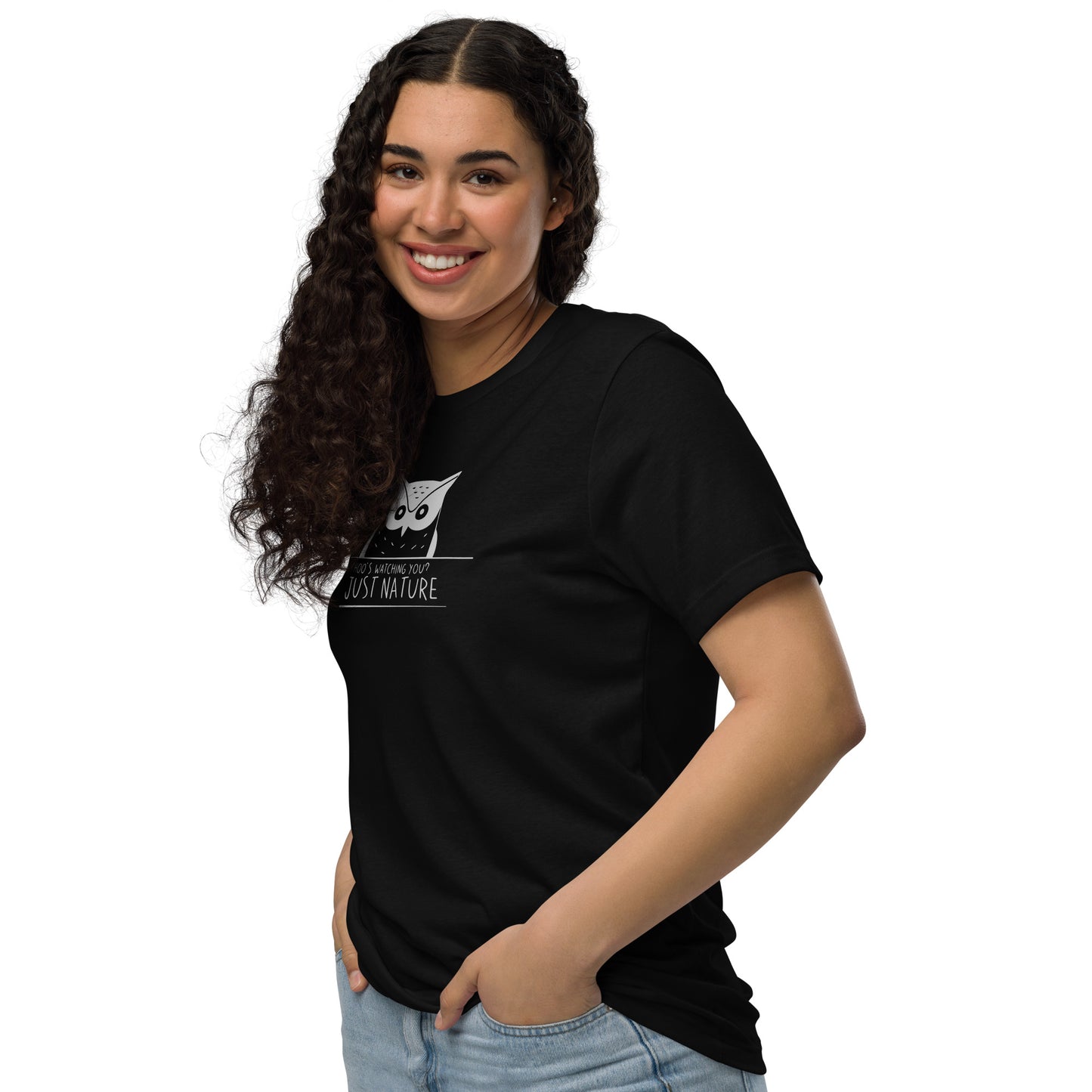 Staple Eco T-Shirt: 'Hoo’s Watching You? Just Nature' in Fall | Ethical Owl Clothing USA Dudeily