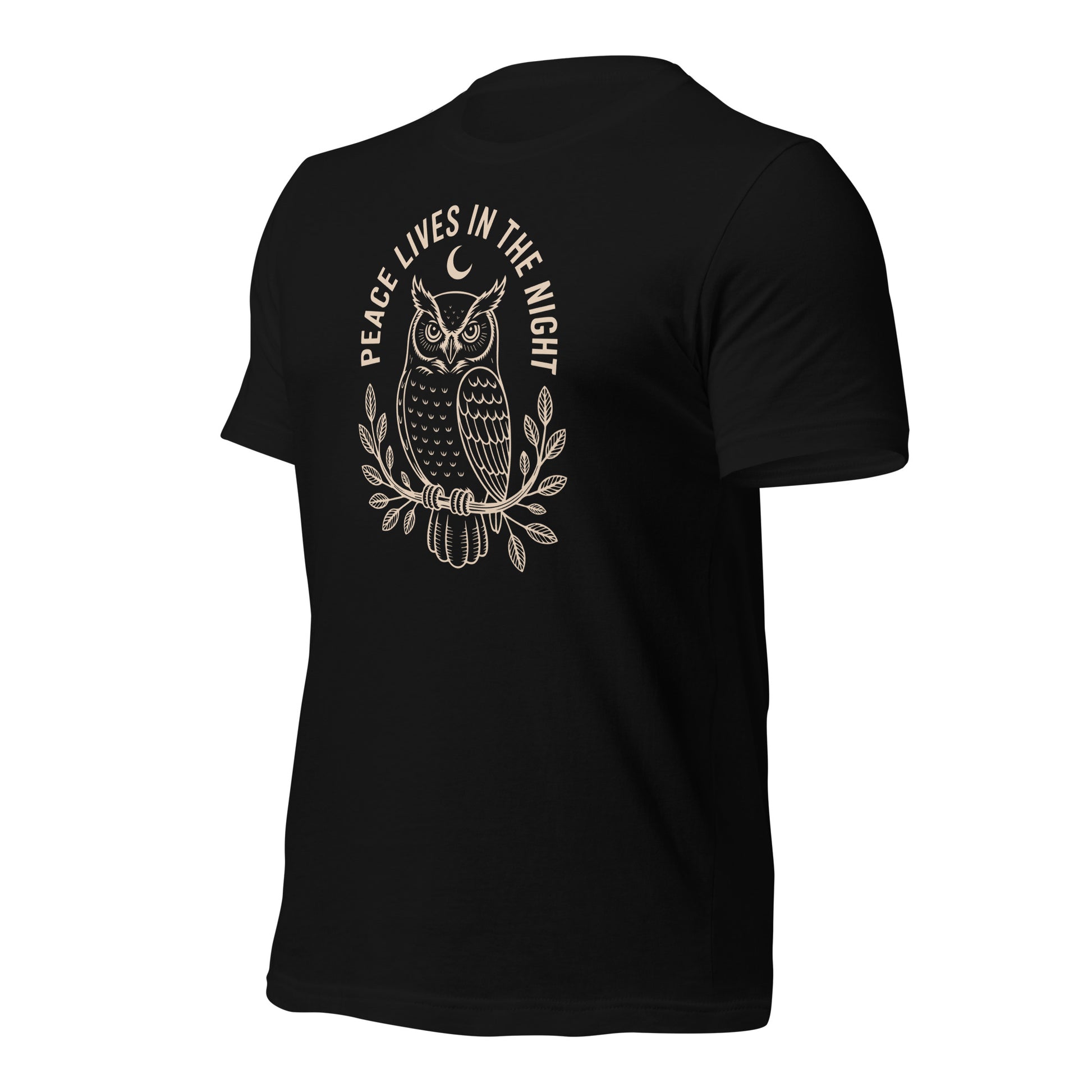 Unisex Staple Eco T-Shirt: 'Peace in the Night' in Fall | Sustainable Owl Fashion USA Dudeily