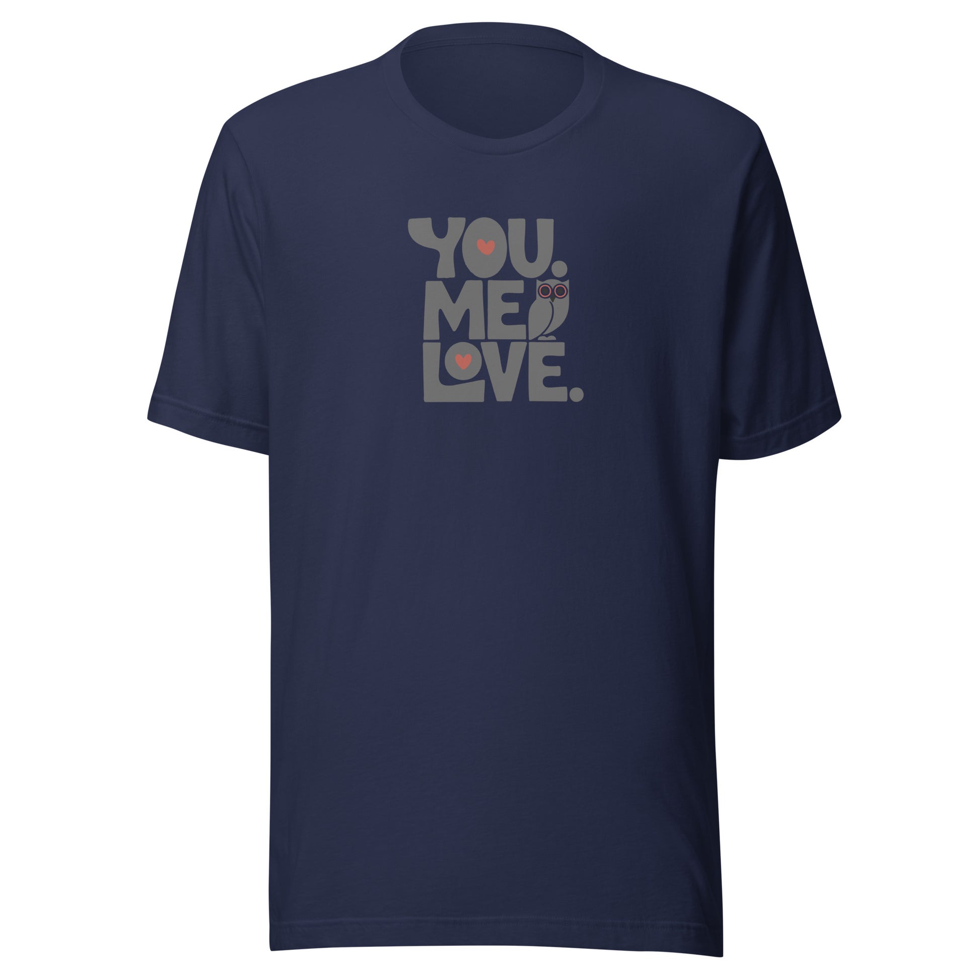 Unisex Staple Eco T-Shirt – Eco-Friendly Owl Clothing “You.Me.Love.” Printed Eco Wear Navy Dudeily