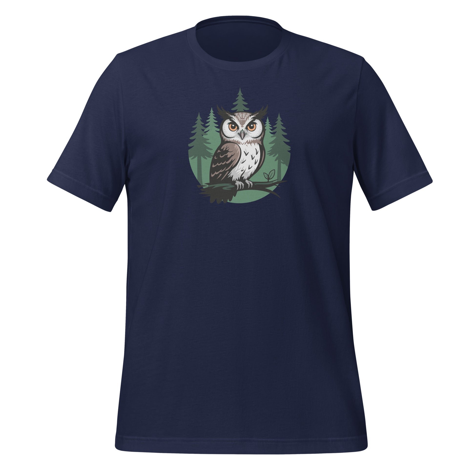 Unisex Staple Eco T-Shirt – Earthwise Owl Print | Eco-Friendly Owl Clothing Navy Dudeily