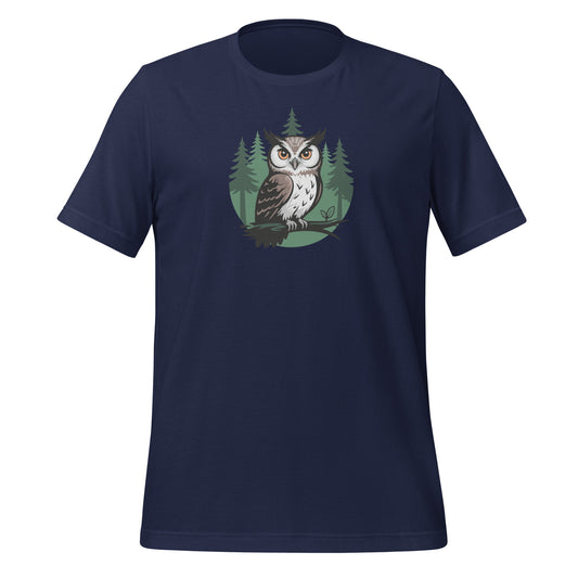 Unisex Staple Eco T-Shirt – Earthwise Owl Print | Eco-Friendly Owl Clothing Navy Dudeily