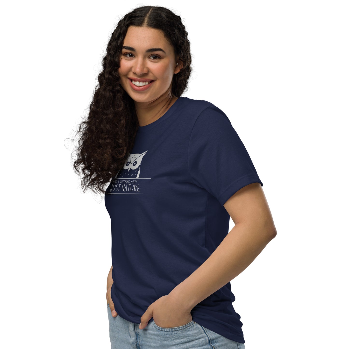 Staple Eco T-Shirt: 'Hoo’s Watching You? Just Nature' in Fall | Ethical Owl Clothing USA Dudeily