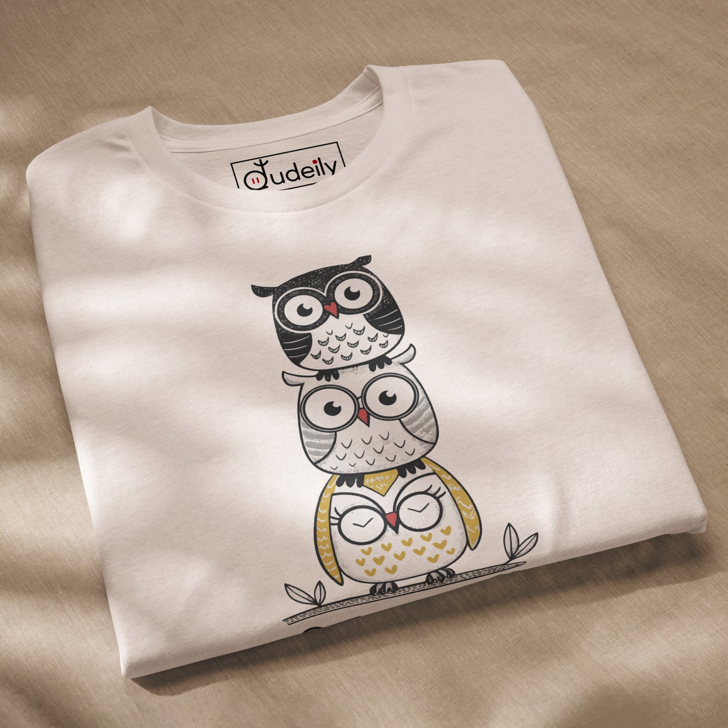 Unisex Eco T-Shirt: Stacked with Love | Owl-Themed Sustainable Fashion USA by Dudeily Dudeily