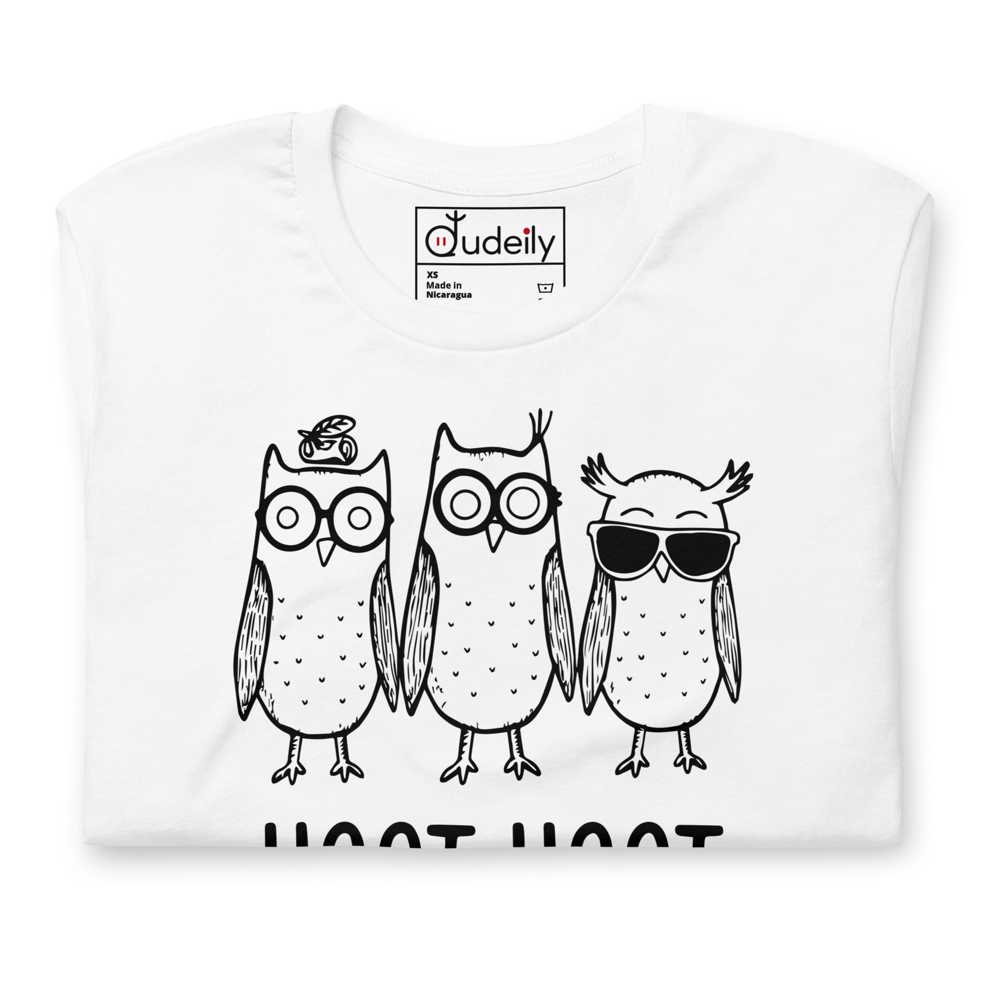 Unisex Staple Eco T-Shirt: Hoot Hoot Let’s Stick Together! | Owl-Themed Sustainable Fashion USA by Dudeily Dudeily