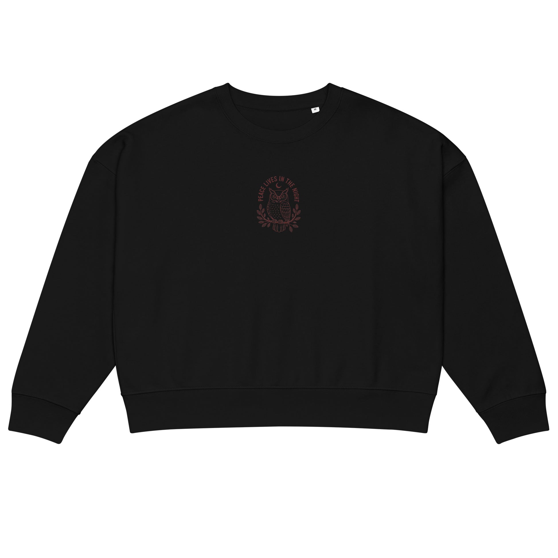 Owl Women’s Organic Crew Neck Sweatshirt – 'Peace Lives in the Night' in Fall | Sustainable Fashion USA Dudeily