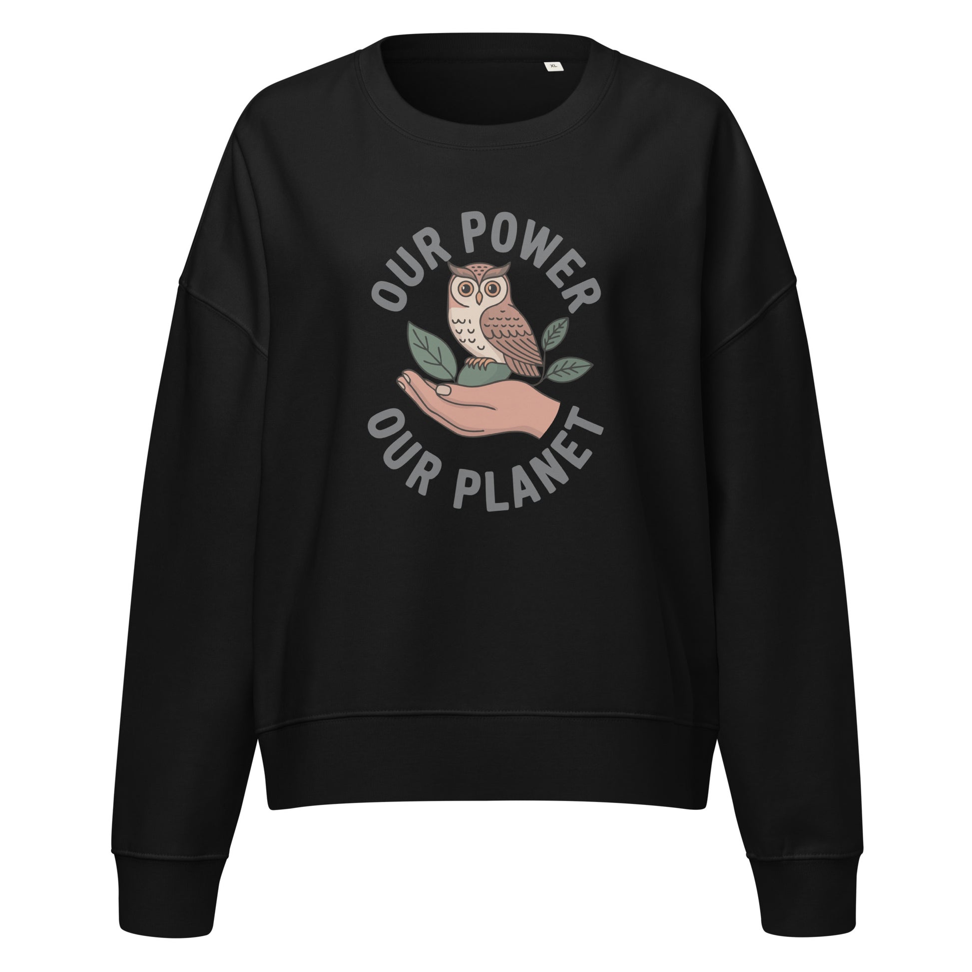 Women’s organic crew neck sweatshirt Black Dudeily