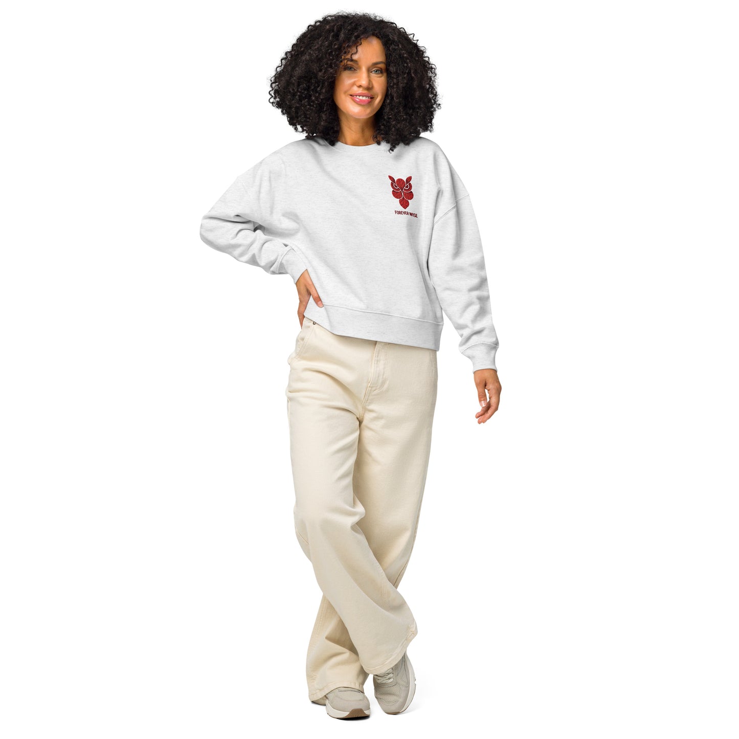 Owl Women’s Organic Crew Neck Sweatshirt: 'Forever Wise' in Fall | Sustainable Fashion USA Cool Heather Grey Dudeily