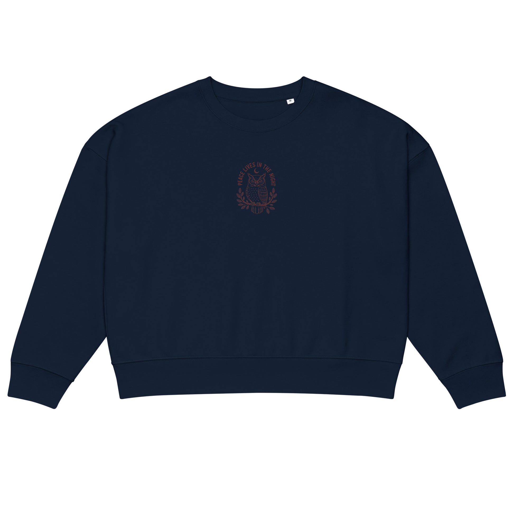 Owl Women’s Organic Crew Neck Sweatshirt – 'Peace Lives in the Night' in Fall | Sustainable Fashion USA Dudeily