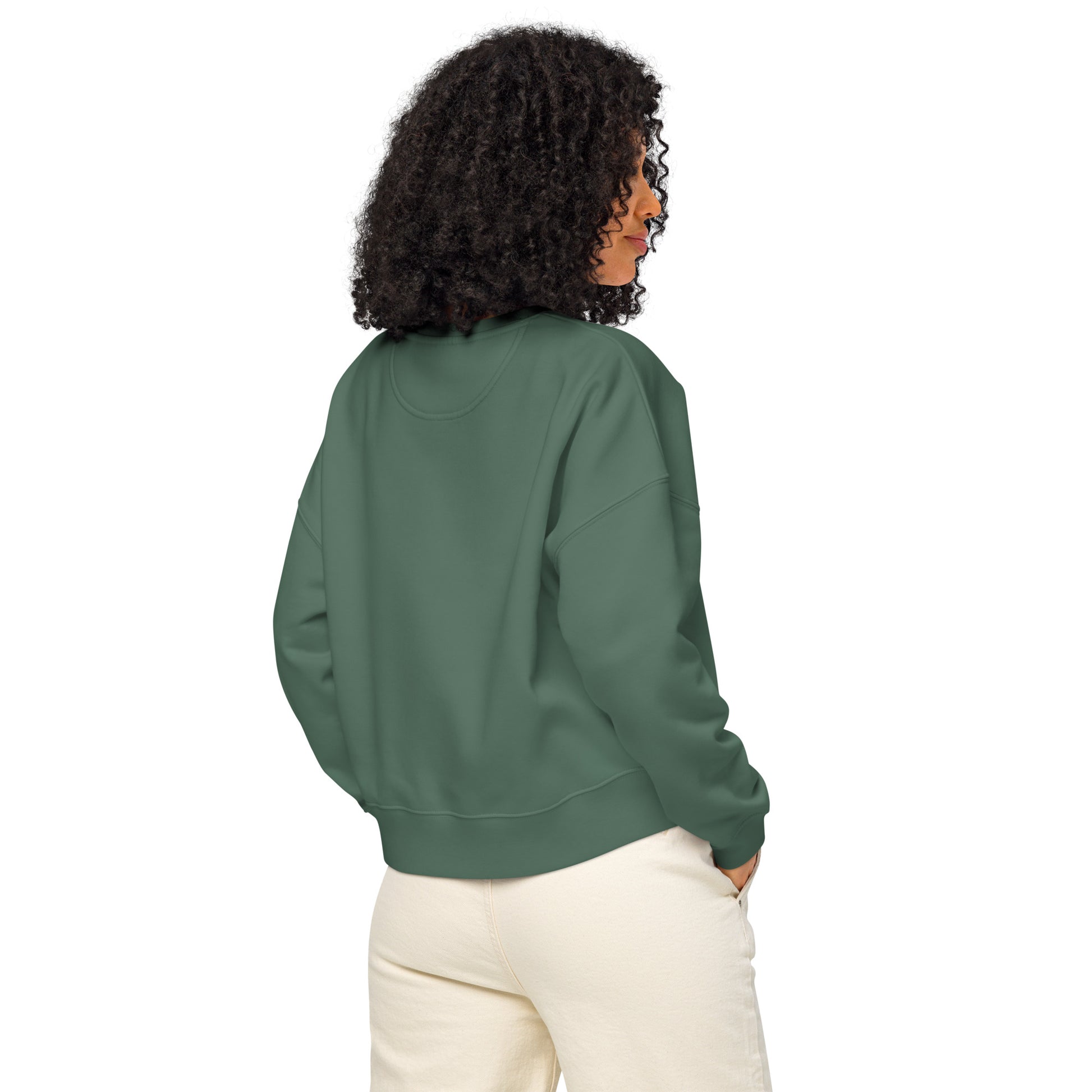 Women’s Organic Crew Neck Sweatshirt "Grow With Care" – Embroidered Eco-Friendly Owl Clothing Dudeily