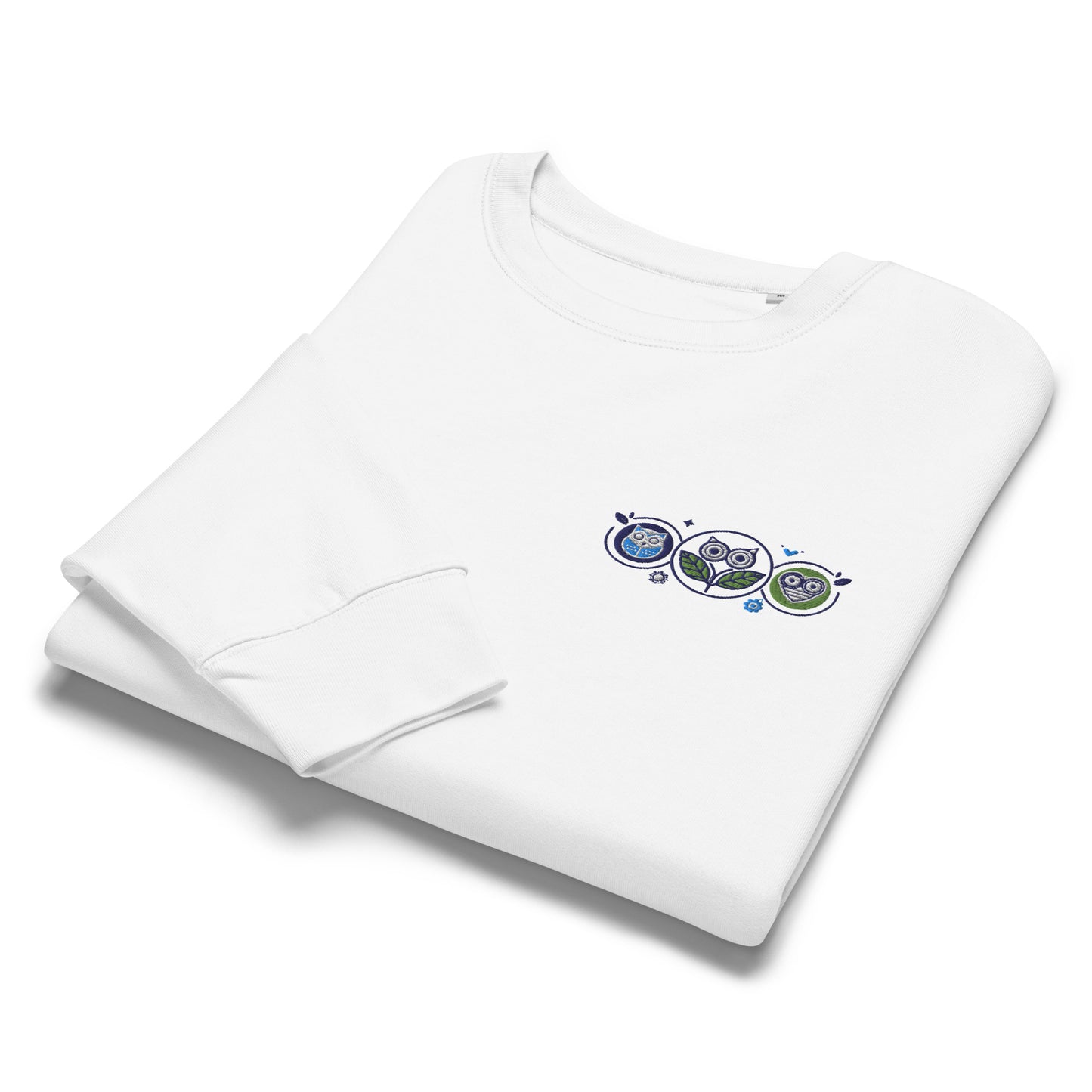 Women’s Organic Crew Neck Sweatshirt: Nature’s Union | Owl Embroidered Sustainable Fashion USA Dudeily