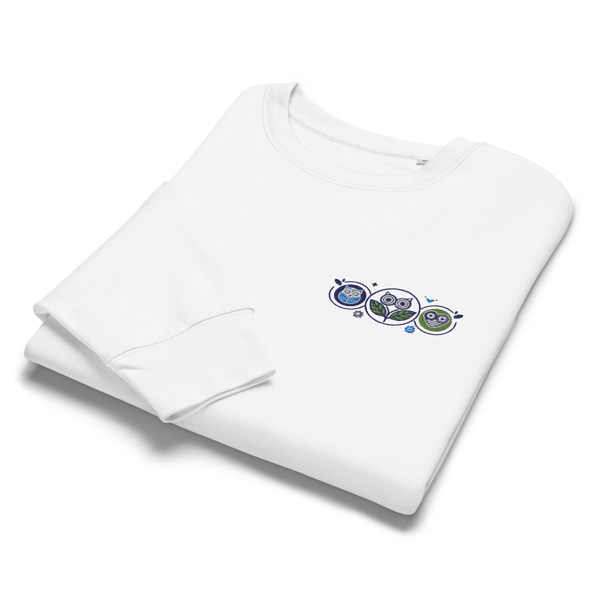 Women’s Organic Crew Neck Sweatshirt: Nature’s Union | Owl Embroidered Sustainable Fashion USA Dudeily