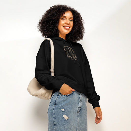 Women’s Organic Mid-Weight Hoodie: 'Peace in the Night' in Fall | Sustainable Owl Fashion USA Dudeily