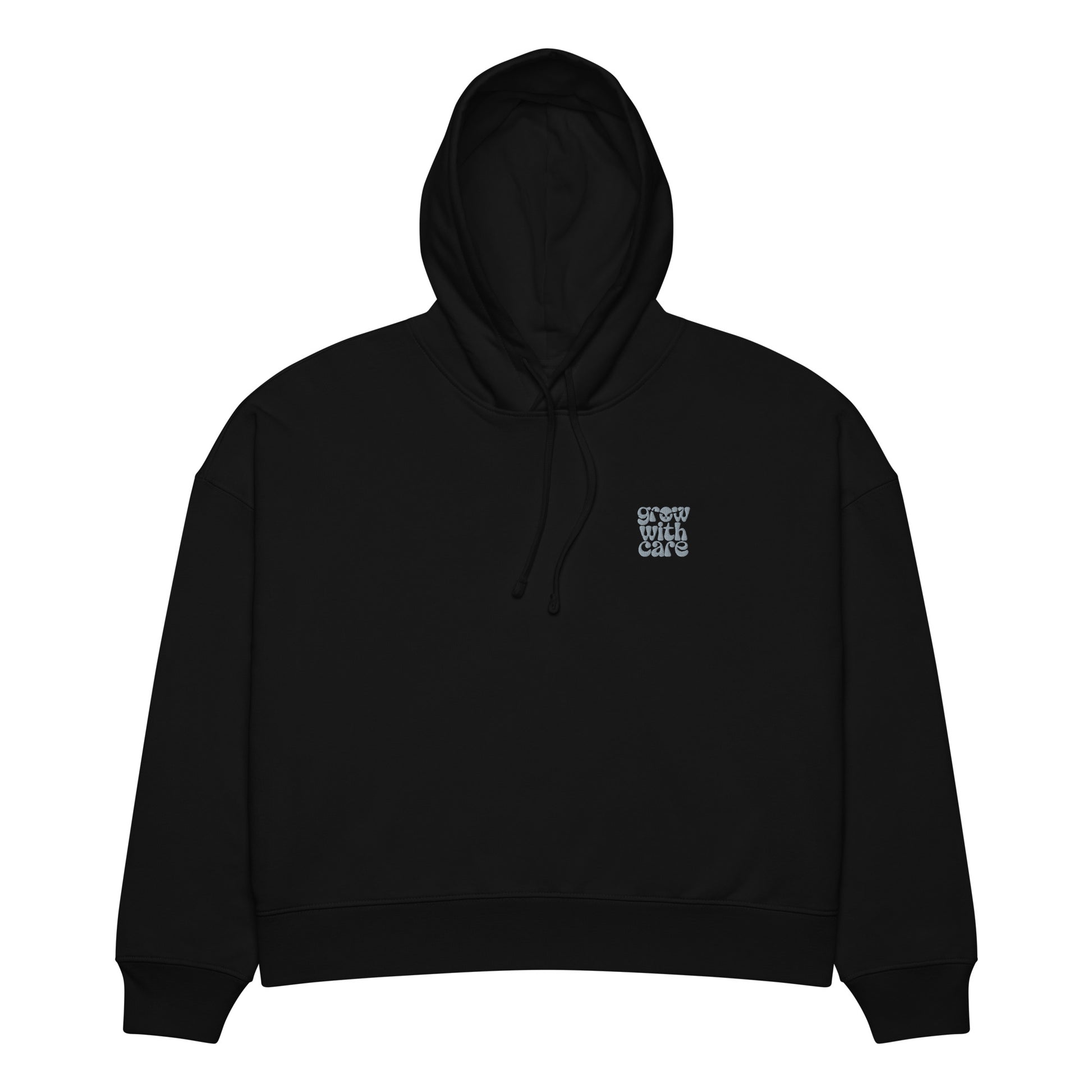 Eco-Friendly Owl Clothing Embroidered Women’s Organic Mid-Weight Hoodie "Grow With Care" Black Dudeily