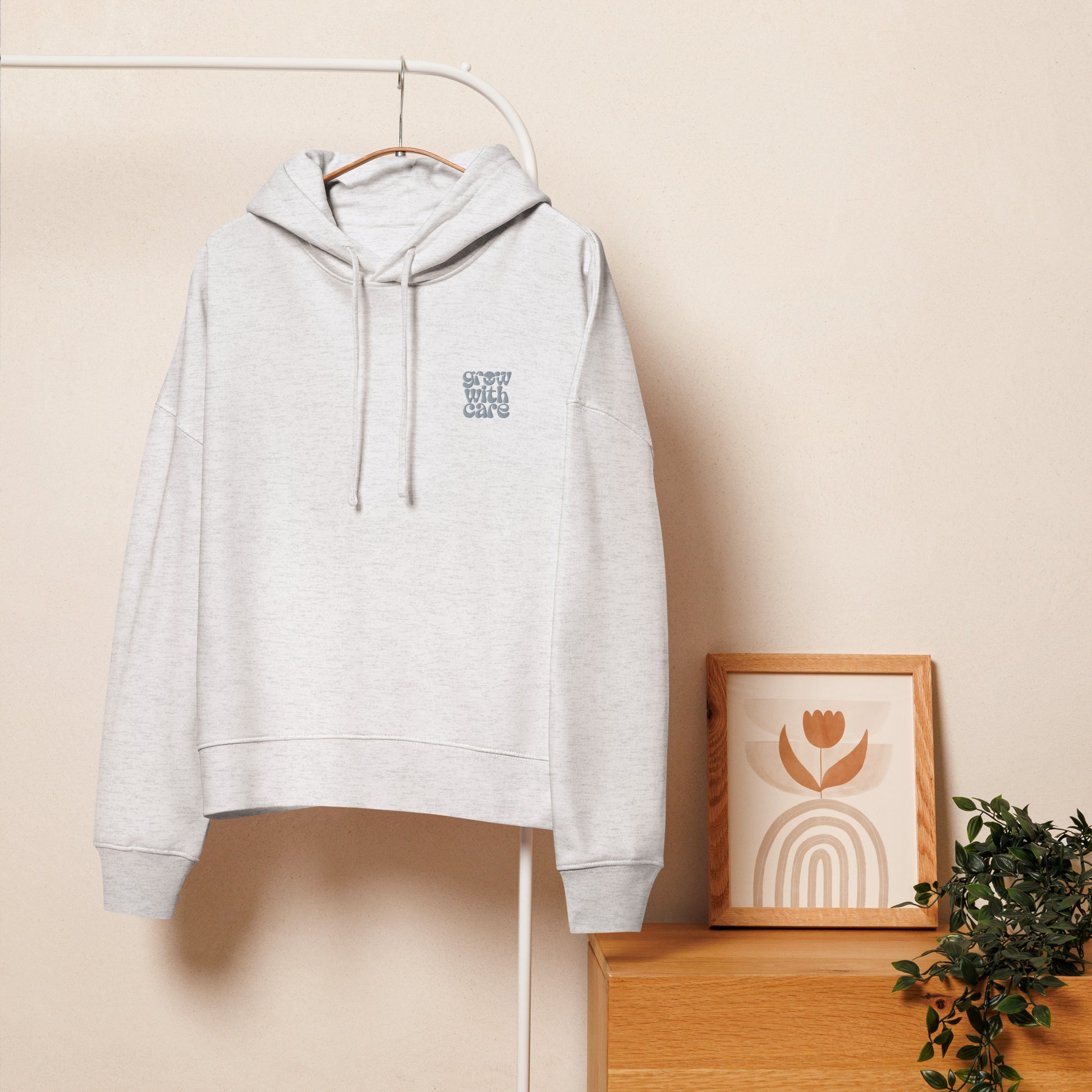 Eco-Friendly Owl Clothing Embroidered Women’s Organic Mid-Weight Hoodie "Grow With Care" Dudeily