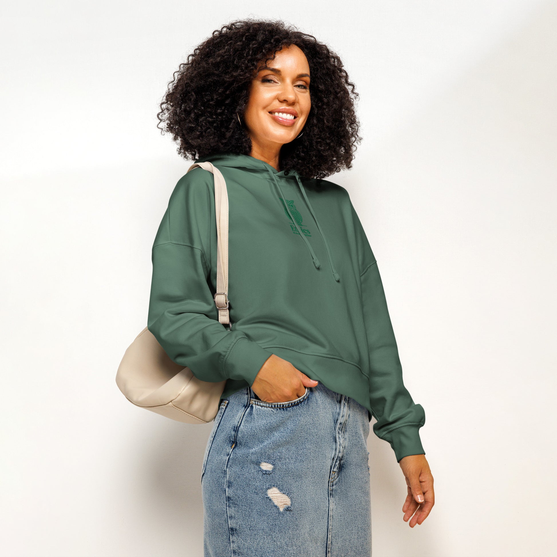 Owl Themed Women’s Organic Mid-Weight Hoodie – "Ethics in Every Feather" | Sustainable Fashion Dudeily