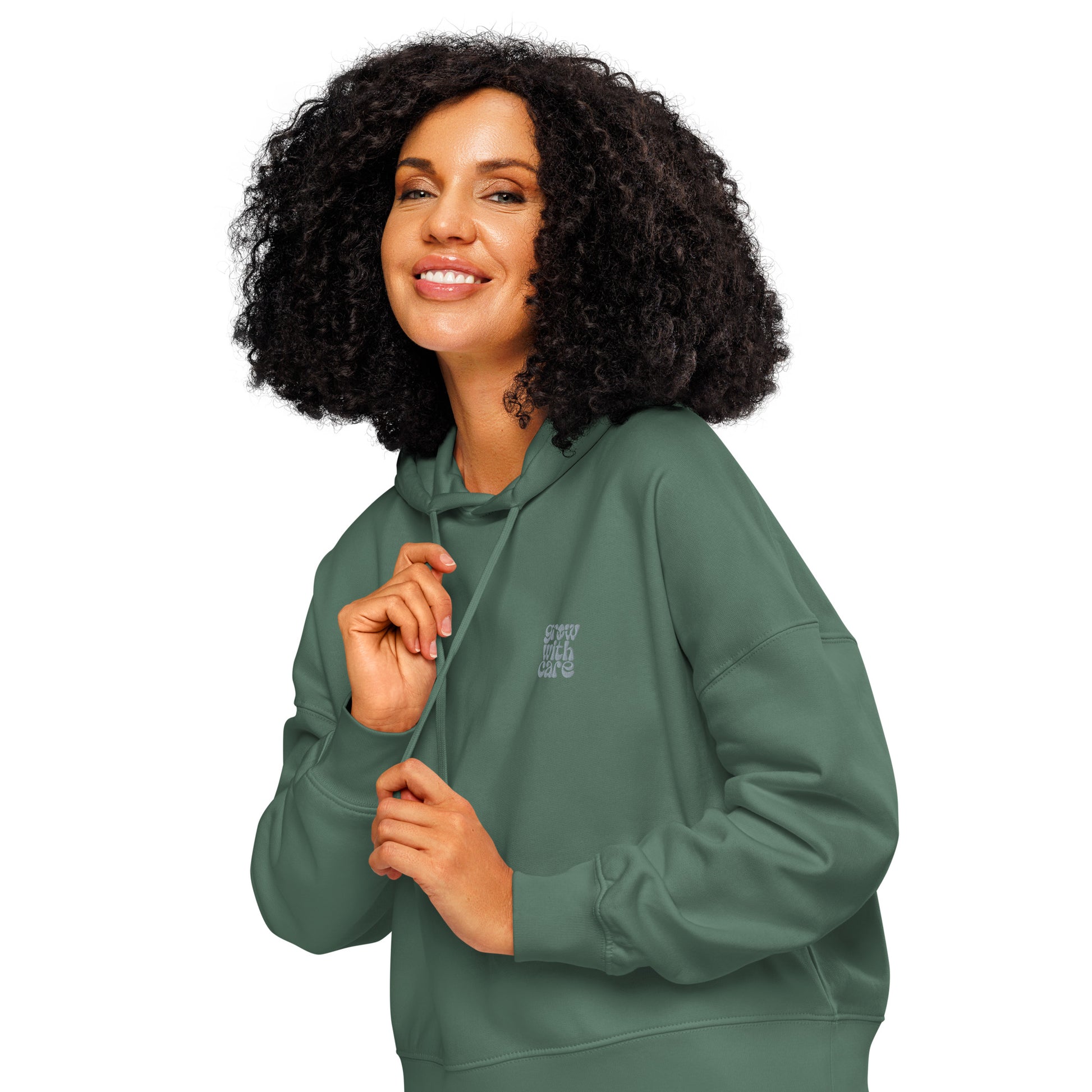 Eco-Friendly Owl Clothing Embroidered Women’s Organic Mid-Weight Hoodie "Grow With Care" Dudeily