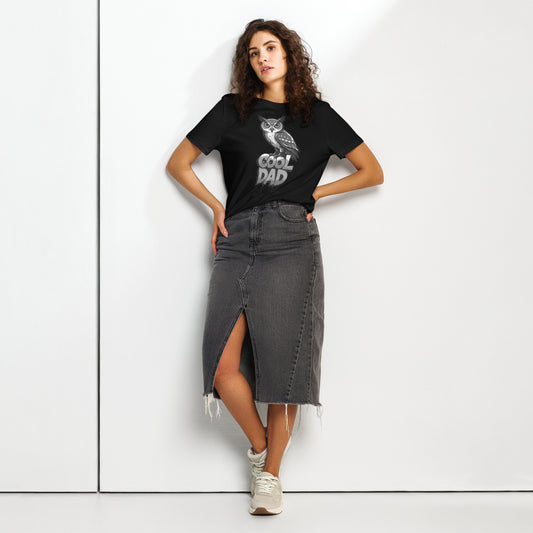 Women’s Organic Ribbed Neck T-Shirt – Sustainable Father’s Day Gift for Owl & Nature Lovers | Dudeily Dudeily