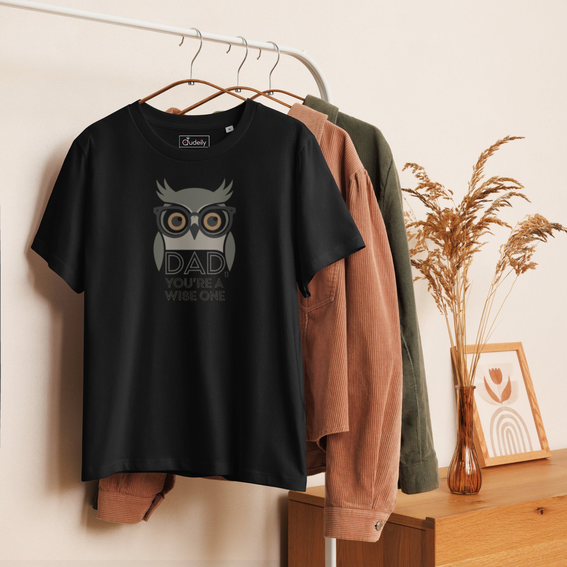 Women’s Organic Ribbed Neck T-Shirt –Owl Themed Eco-Friendly, Sustainable Fashion by Dudeily Dudeily