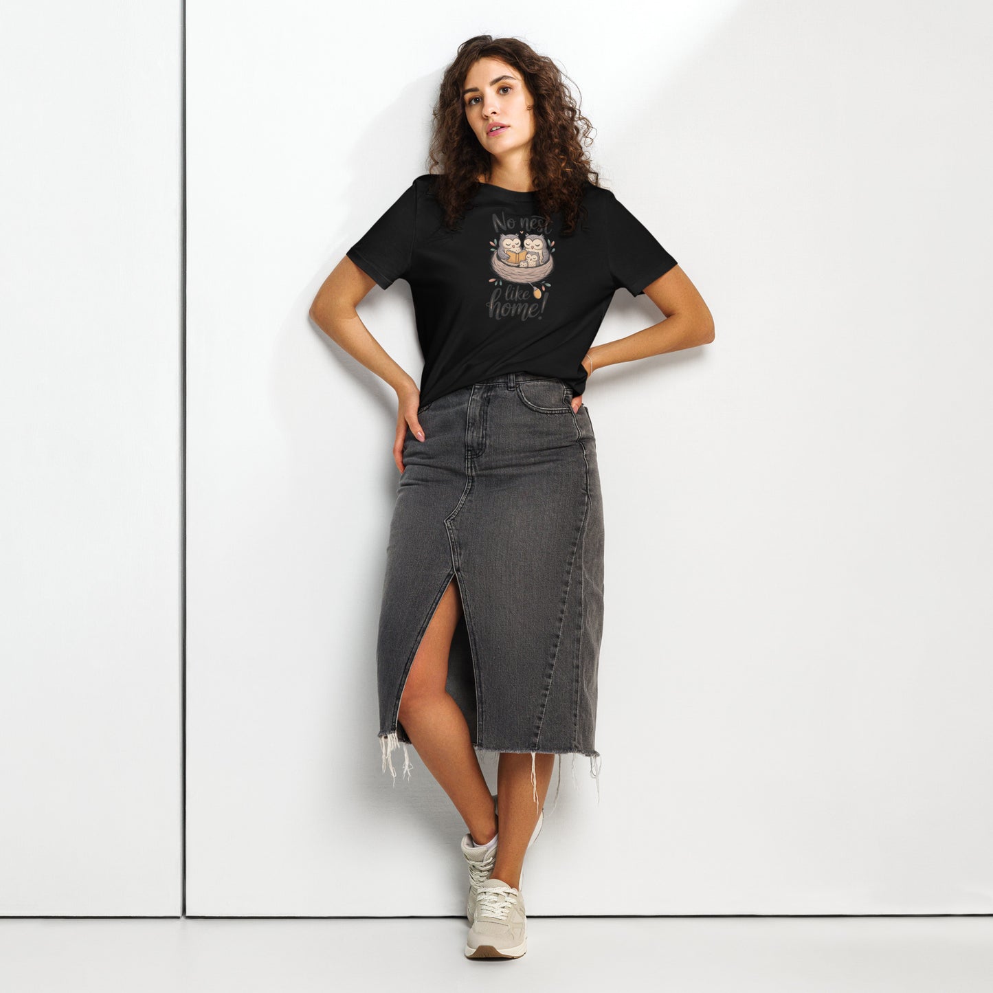 Owl Women’s Organic Ribbed Neck T-Shirt – Elegant, Eco-Friendly Comfort Dudeily