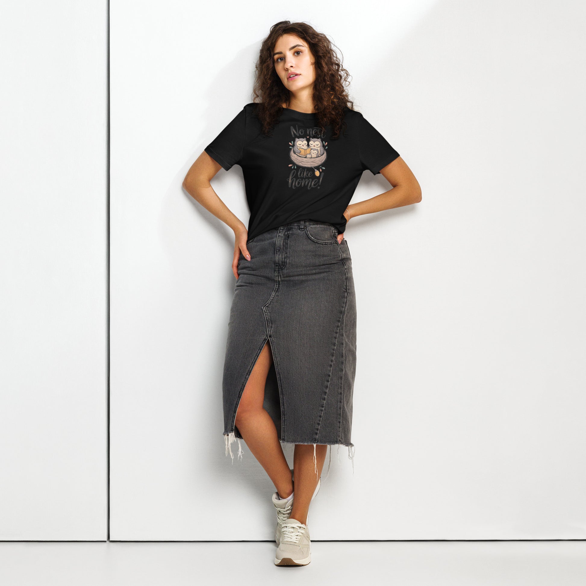 Owl Women’s Organic Ribbed Neck T-Shirt – Elegant, Eco-Friendly Comfort Dudeily