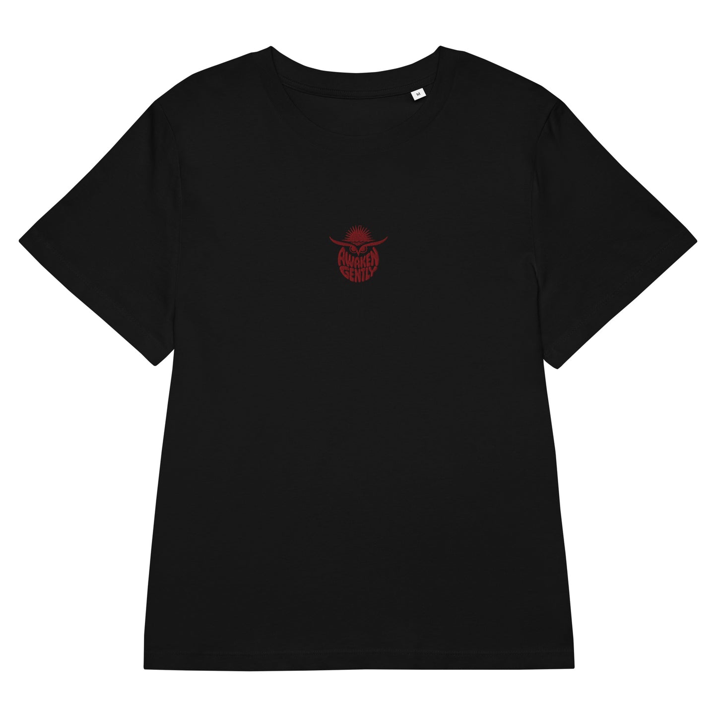 Eco-Friendly Owl Clothing Embroidered Women’s Organic Ribbed Neck T-Shirt "Awaken Gently" Dudeily