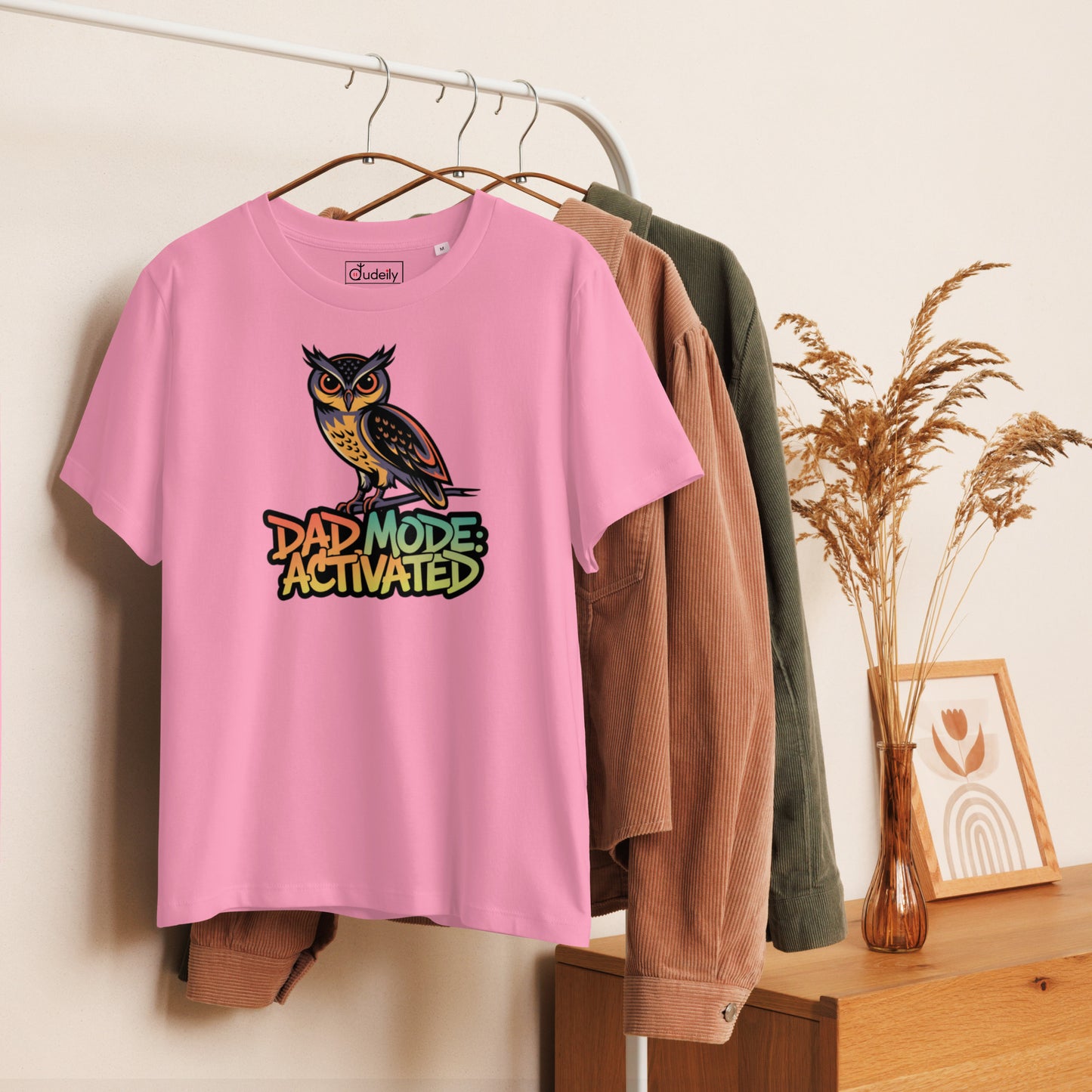 Women’s Organic Ribbed Neck T-Shirt – Owl-Themed Sustainable Fashion for Nature Lovers | Dudeily Dudeily