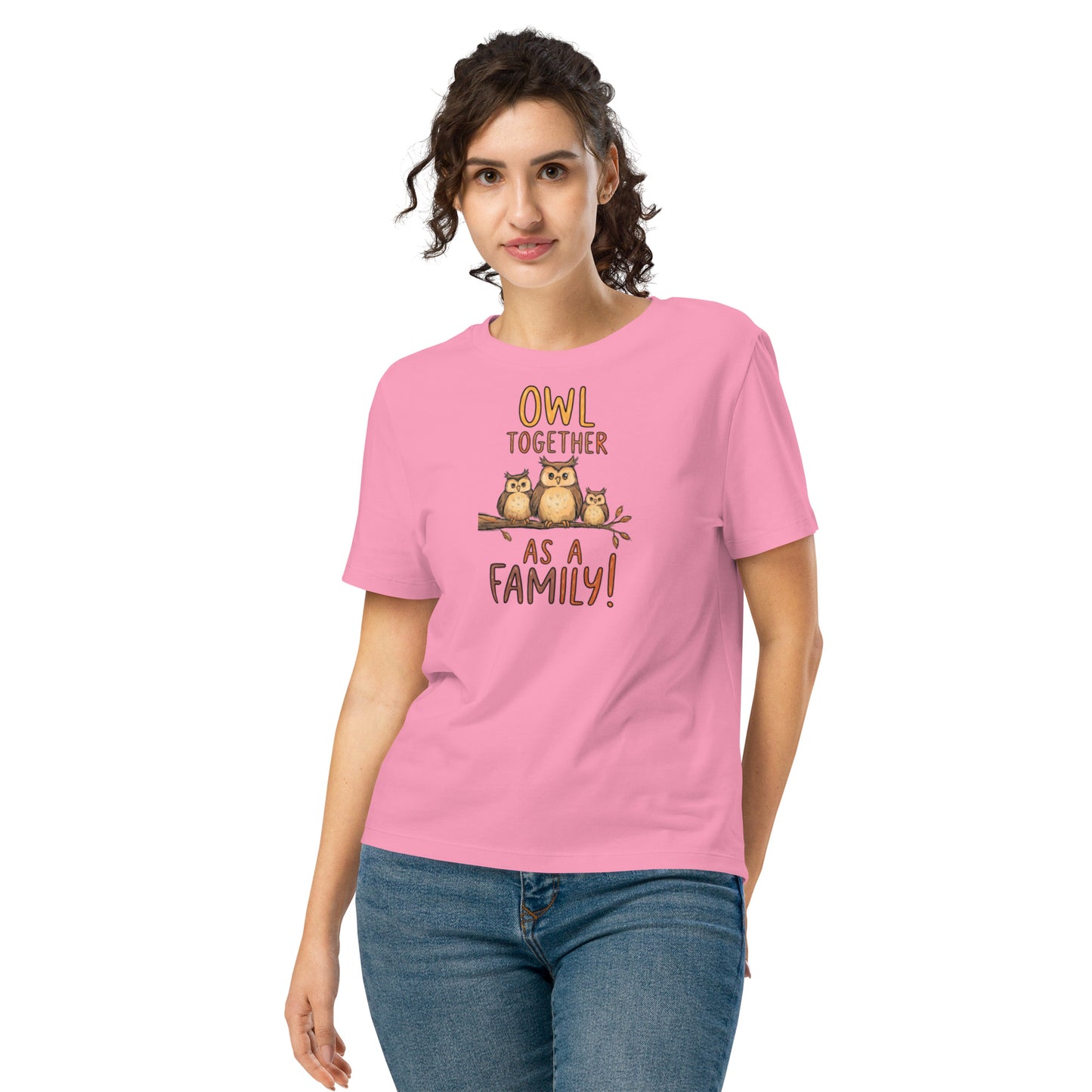 Women’s Ribbed Neck T-Shirt – OwlChic Sustainable Fashion for Effortless Family Day Style Bubble Pink Dudeily