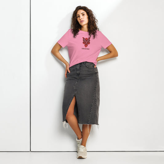 Women’s Organic Ribbed Neck T-Shirt: 'Forever Wise' | Eco-Friendly Owl Apparel USA Dudeily