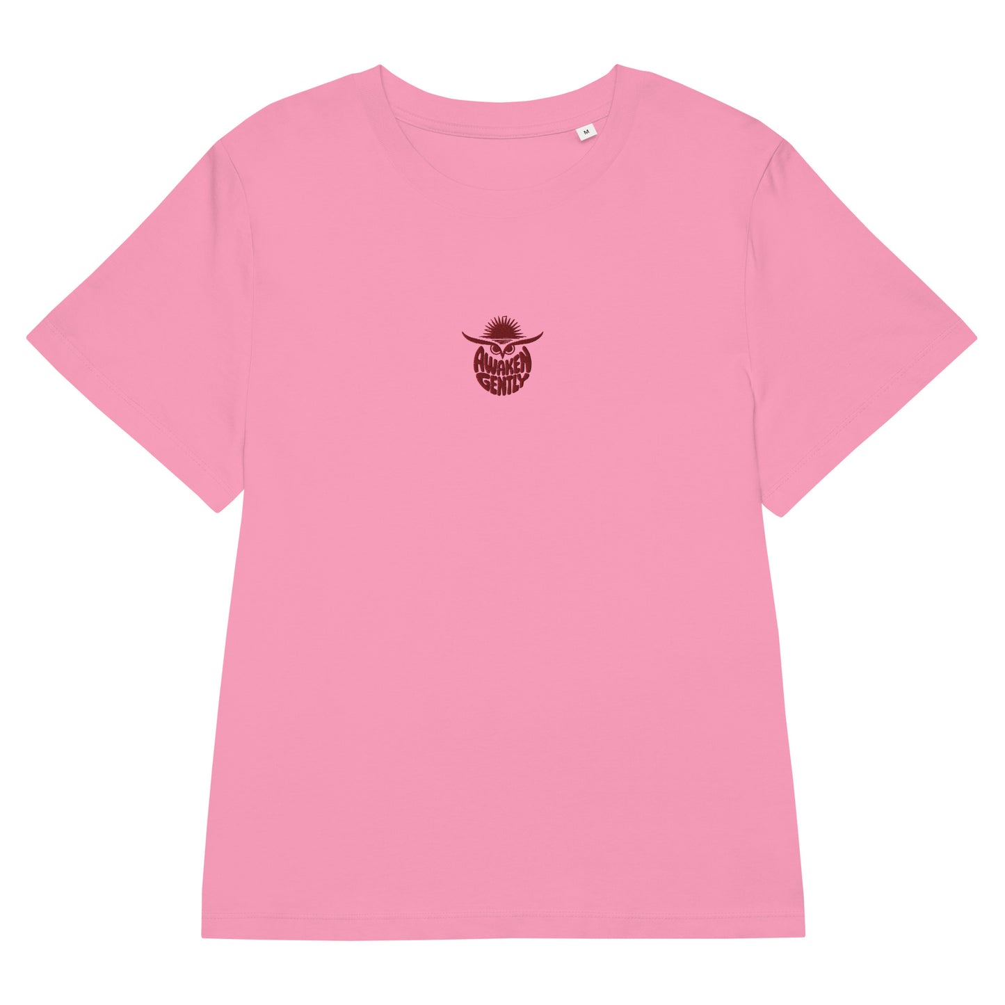 Eco-Friendly Owl Clothing Embroidered Women’s Organic Ribbed Neck T-Shirt "Awaken Gently" Dudeily