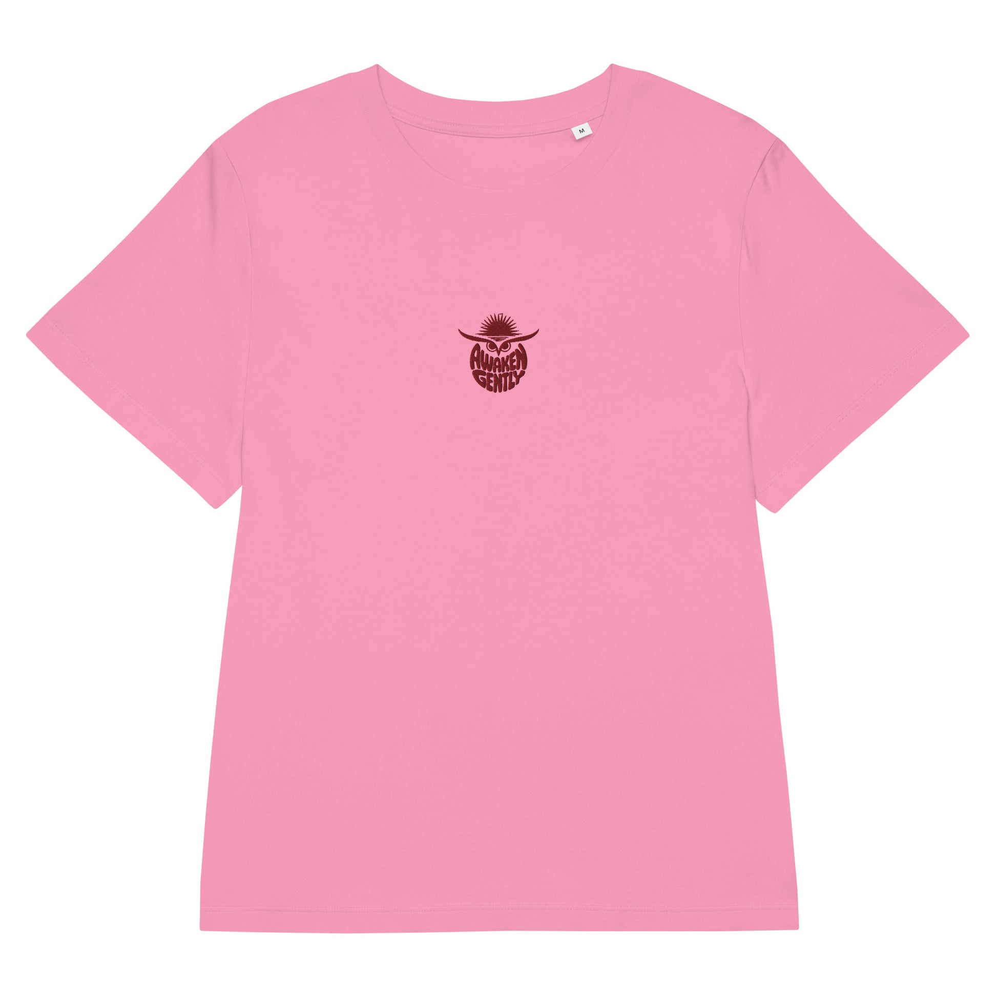 Eco-Friendly Owl Clothing Embroidered Women’s Organic Ribbed Neck T-Shirt "Awaken Gently" Dudeily