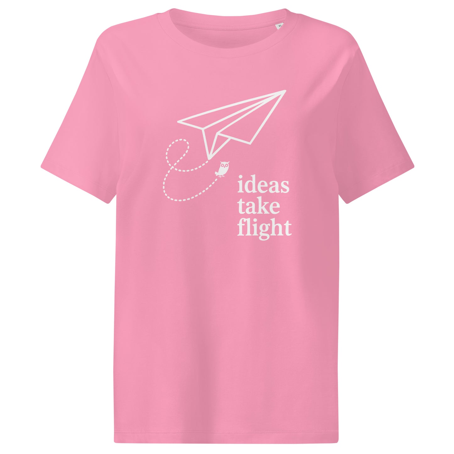 Women’s organic ribbed neck t-shirt Bubble Pink Dudeily