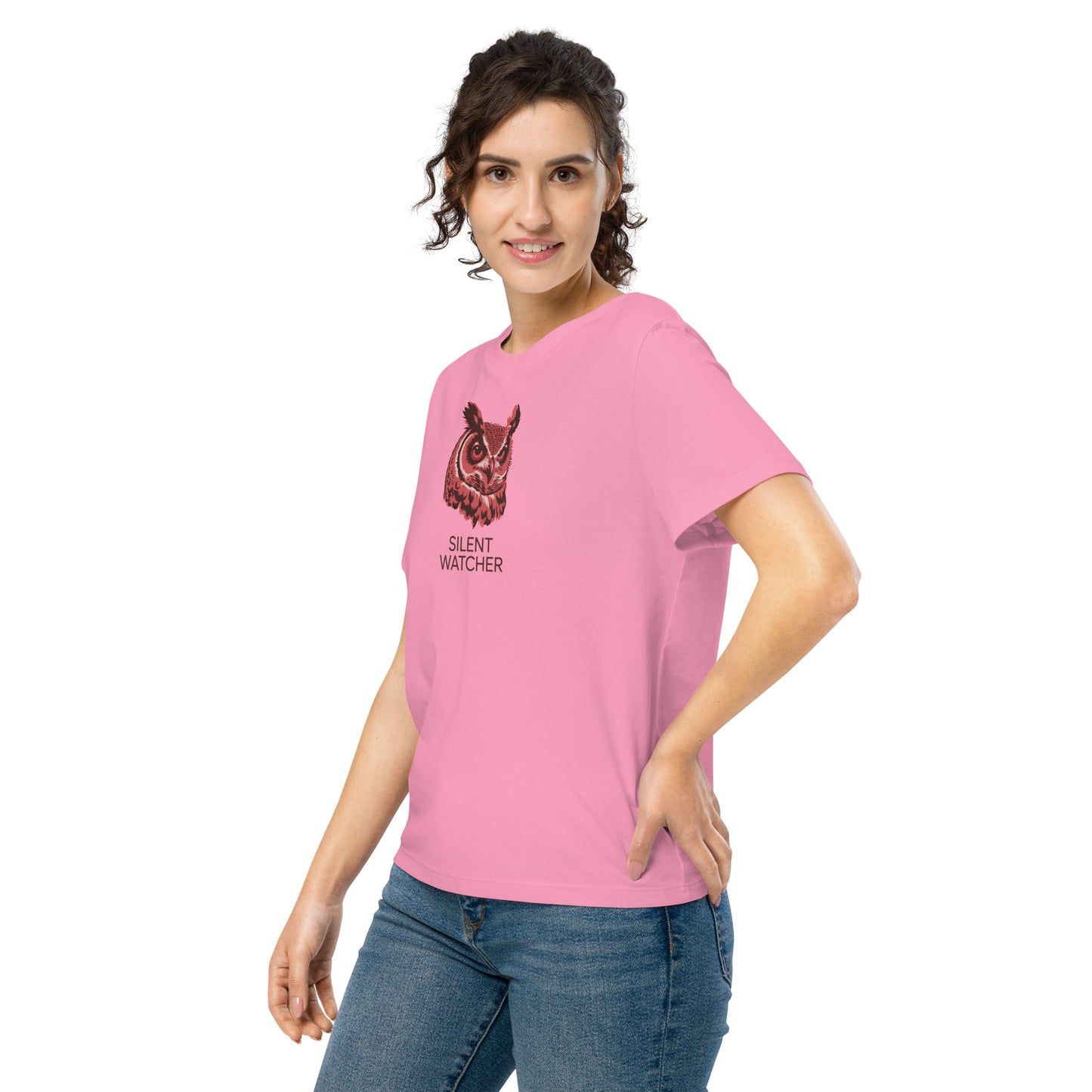 Women’s Organic Ribbed Neck T-Shirt: 'Silent Watcher' | Ethical Owl Clothing USA Dudeily