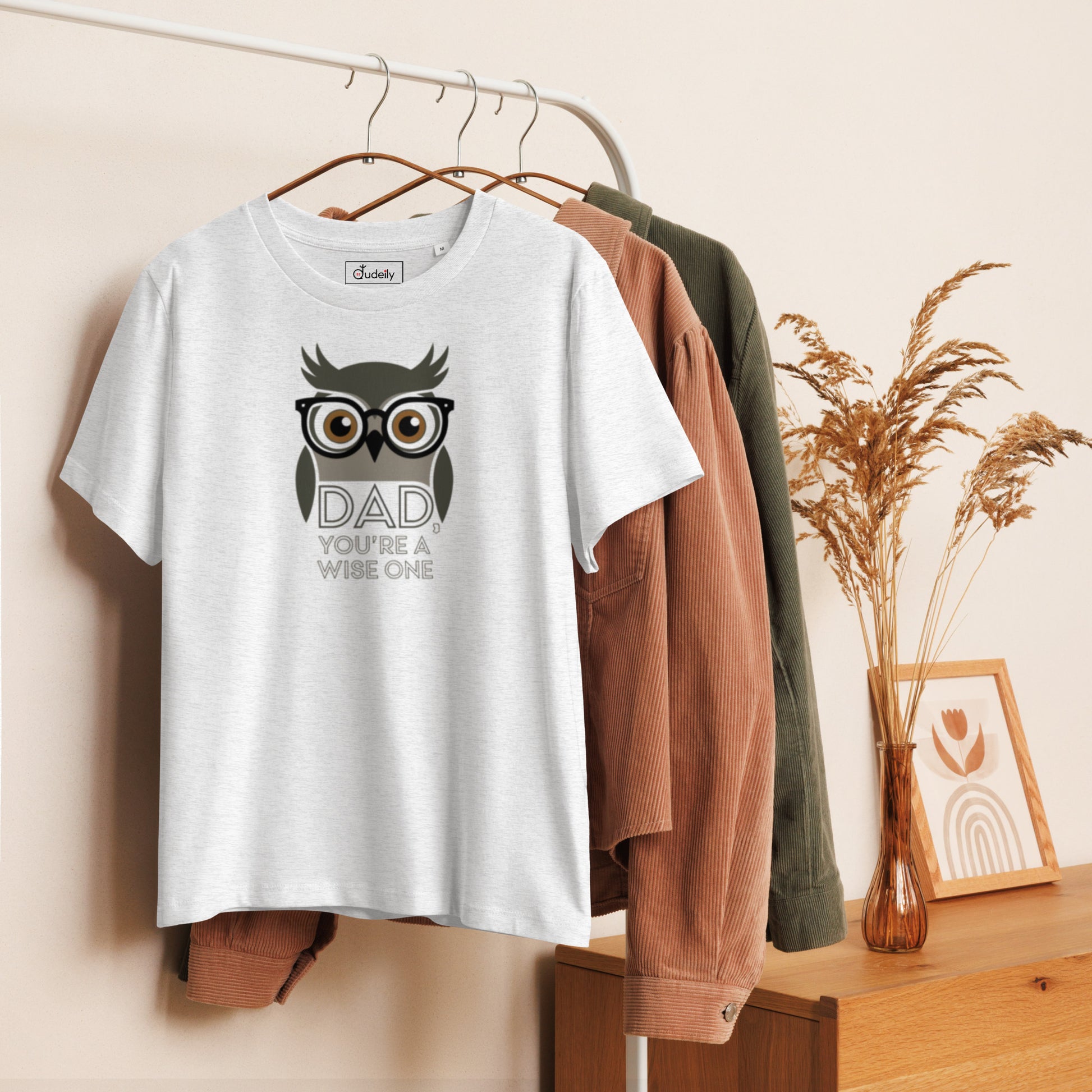 Women’s Organic Ribbed Neck T-Shirt –Owl Themed Eco-Friendly, Sustainable Fashion by Dudeily Dudeily