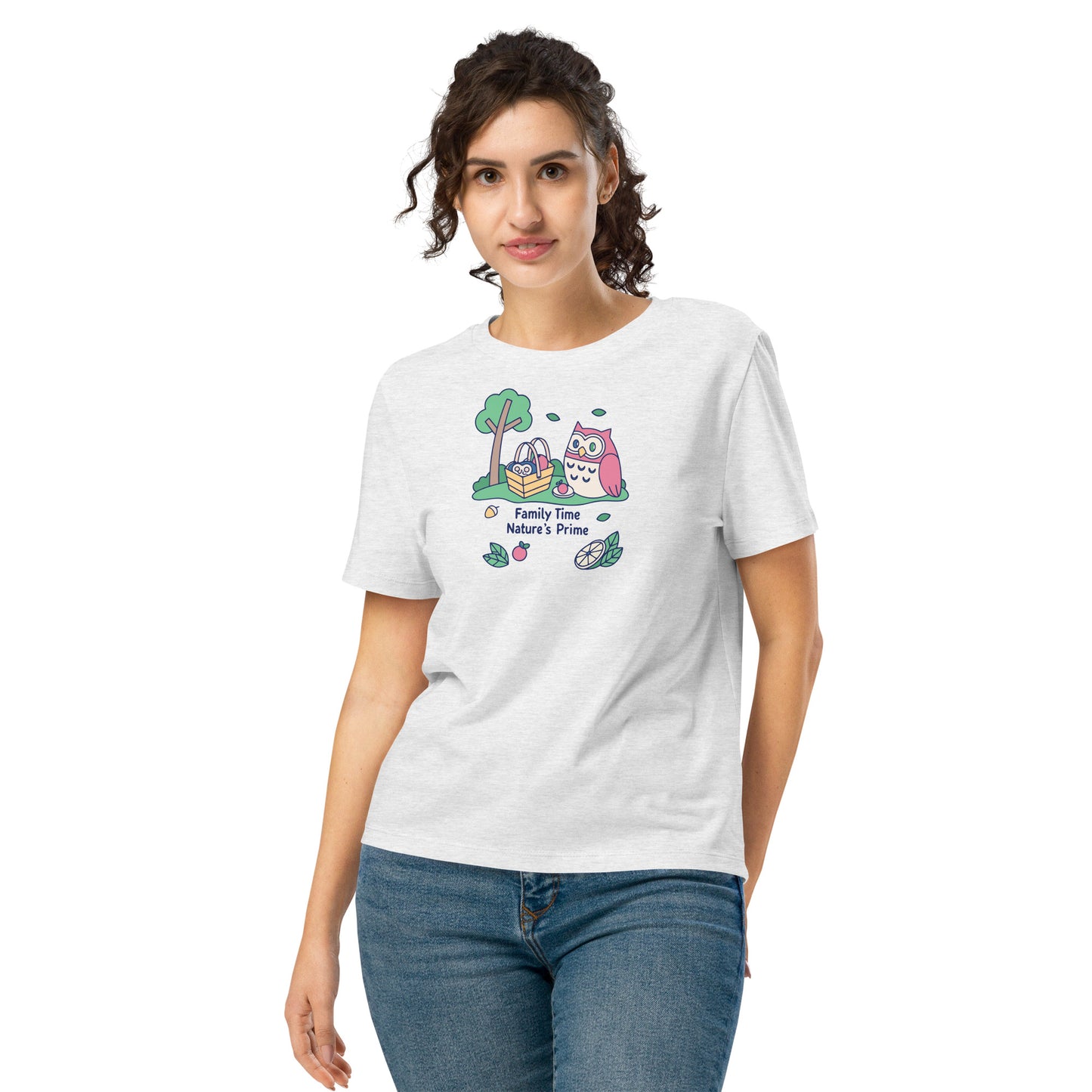 Women’s Organic Ribbed Neck T-Shirt – OwlGrace Sustainable Fashion for Family Day Style Cool Heather Grey Dudeily
