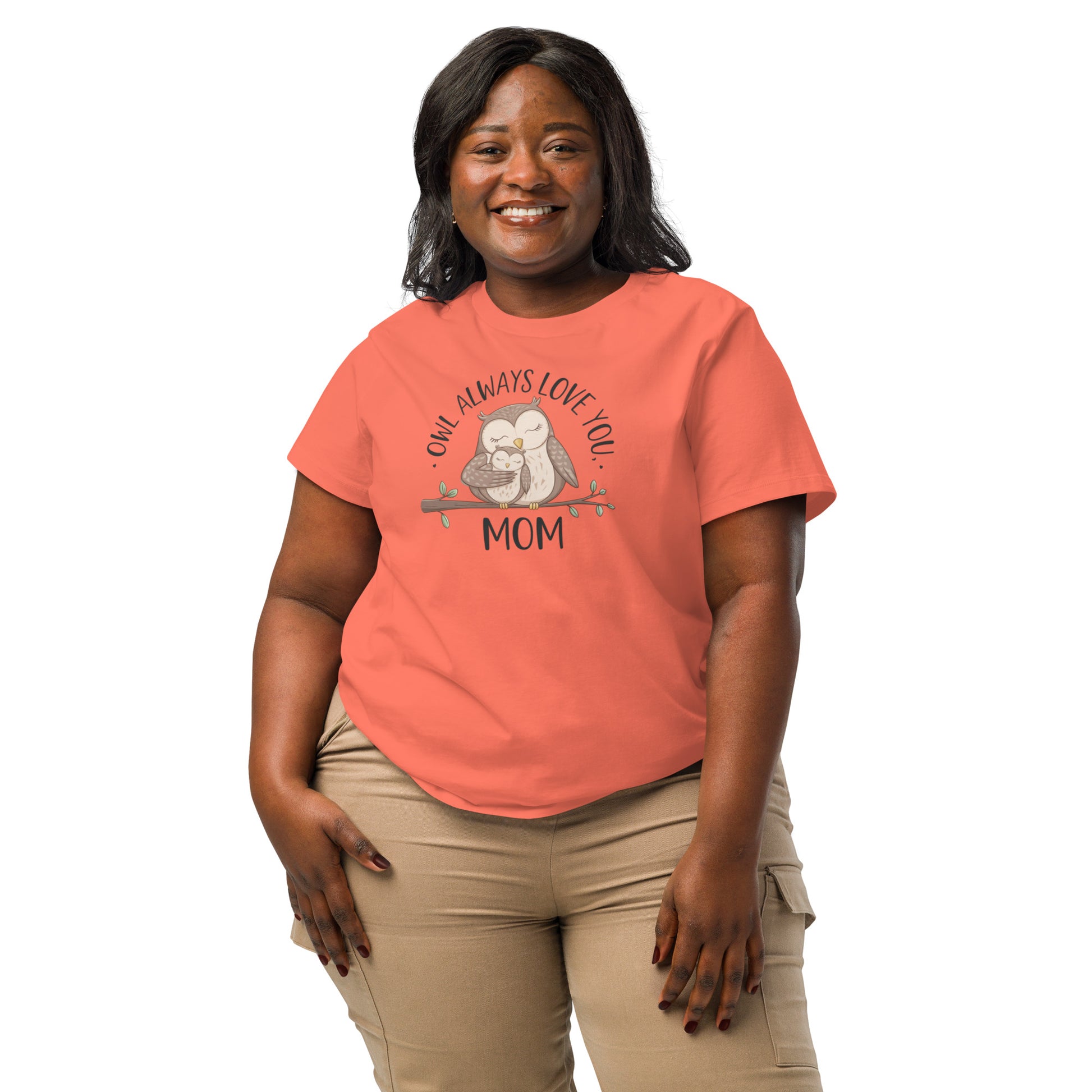 Women’s Organic Ribbed Neck T-Shirt – Owl Design Eco Tee Dudeily
