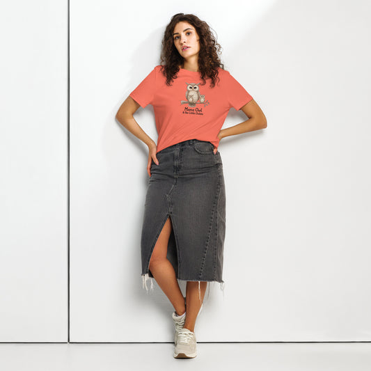 Women’s Organic Ribbed Neck T-Shirt – Sustainable Owl-Inspired Style by Dudeily Dudeily