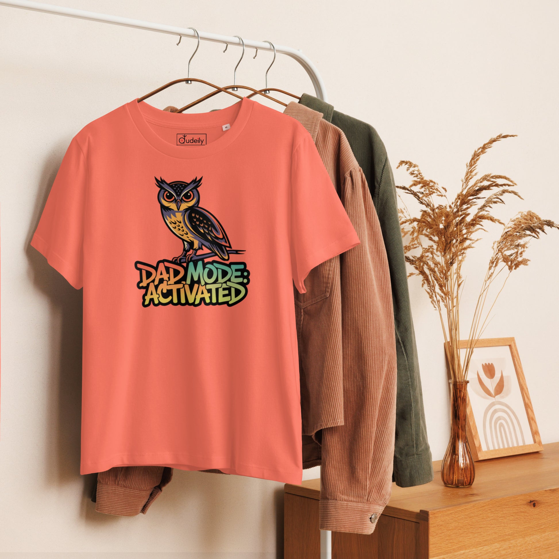Women’s Organic Ribbed Neck T-Shirt – Owl-Themed Sustainable Fashion for Nature Lovers | Dudeily Dudeily