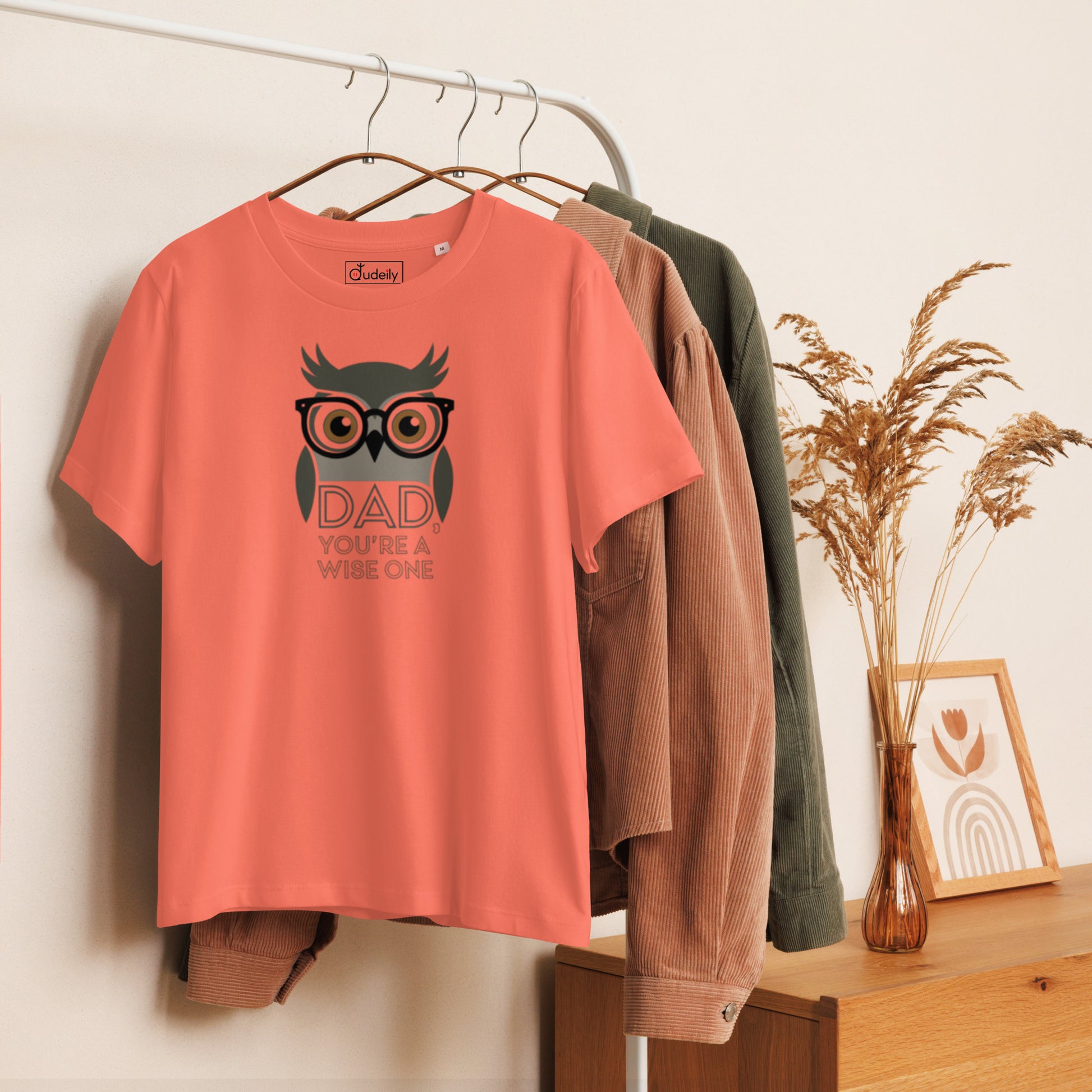 Women’s Organic Ribbed Neck T-Shirt –Owl Themed Eco-Friendly, Sustainable Fashion by Dudeily Dudeily
