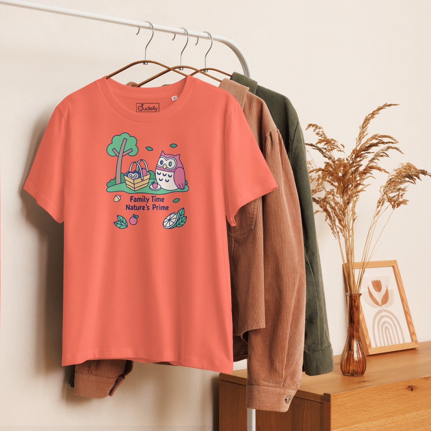 Women’s Organic Ribbed Neck T-Shirt – OwlGrace Sustainable Fashion for Family Day Style Dudeily