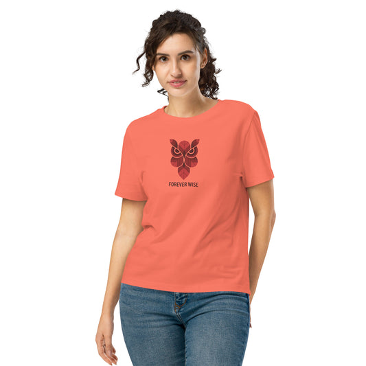 Women’s Organic Ribbed Neck T-Shirt: 'Forever Wise' | Eco-Friendly Owl Apparel USA Fiesta Dudeily