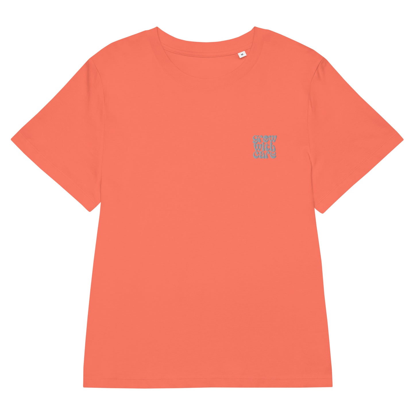 Eco-Friendly Owl Clothing Embroidered Women’s Organic Ribbed Neck T-Shirt "Grow With Care" Fiesta Dudeily