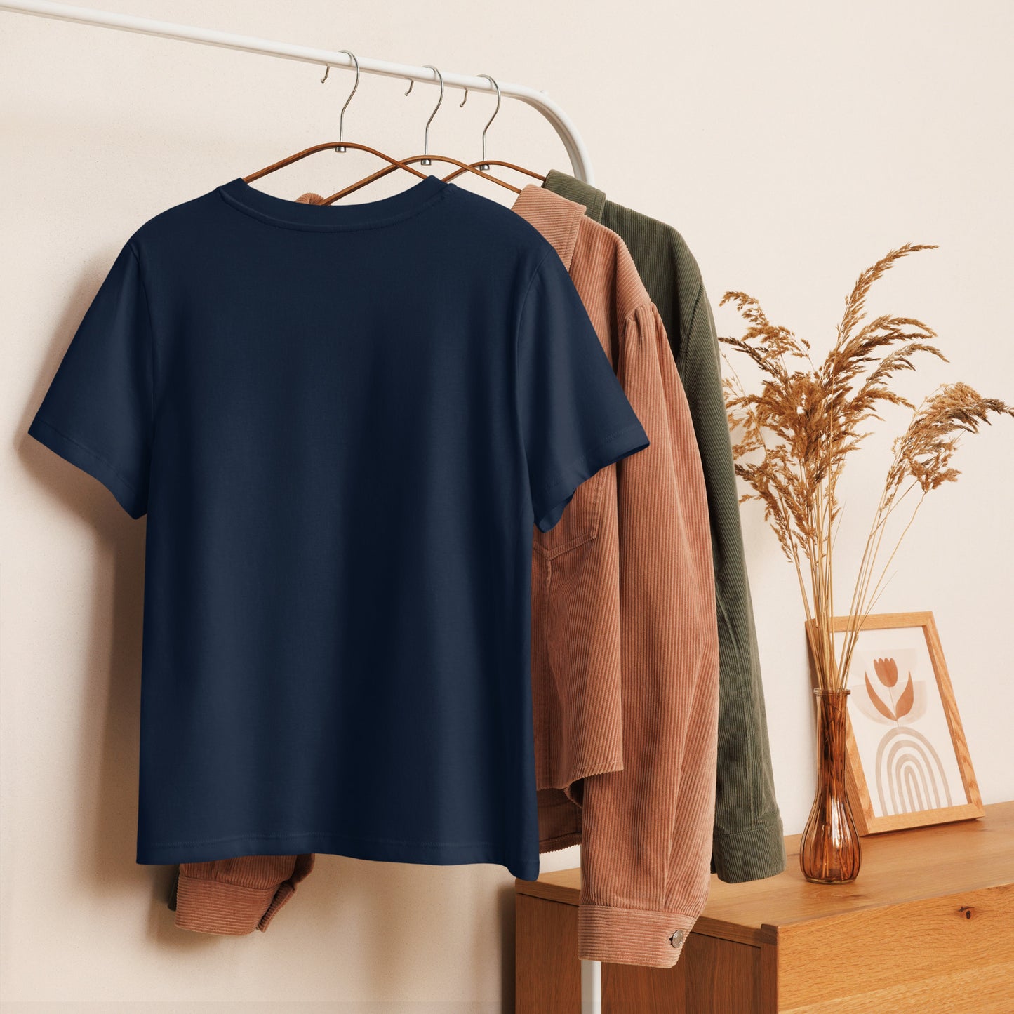 Women’s Organic Ribbed Neck T-Shirt – Owl Design Eco Tee Dudeily